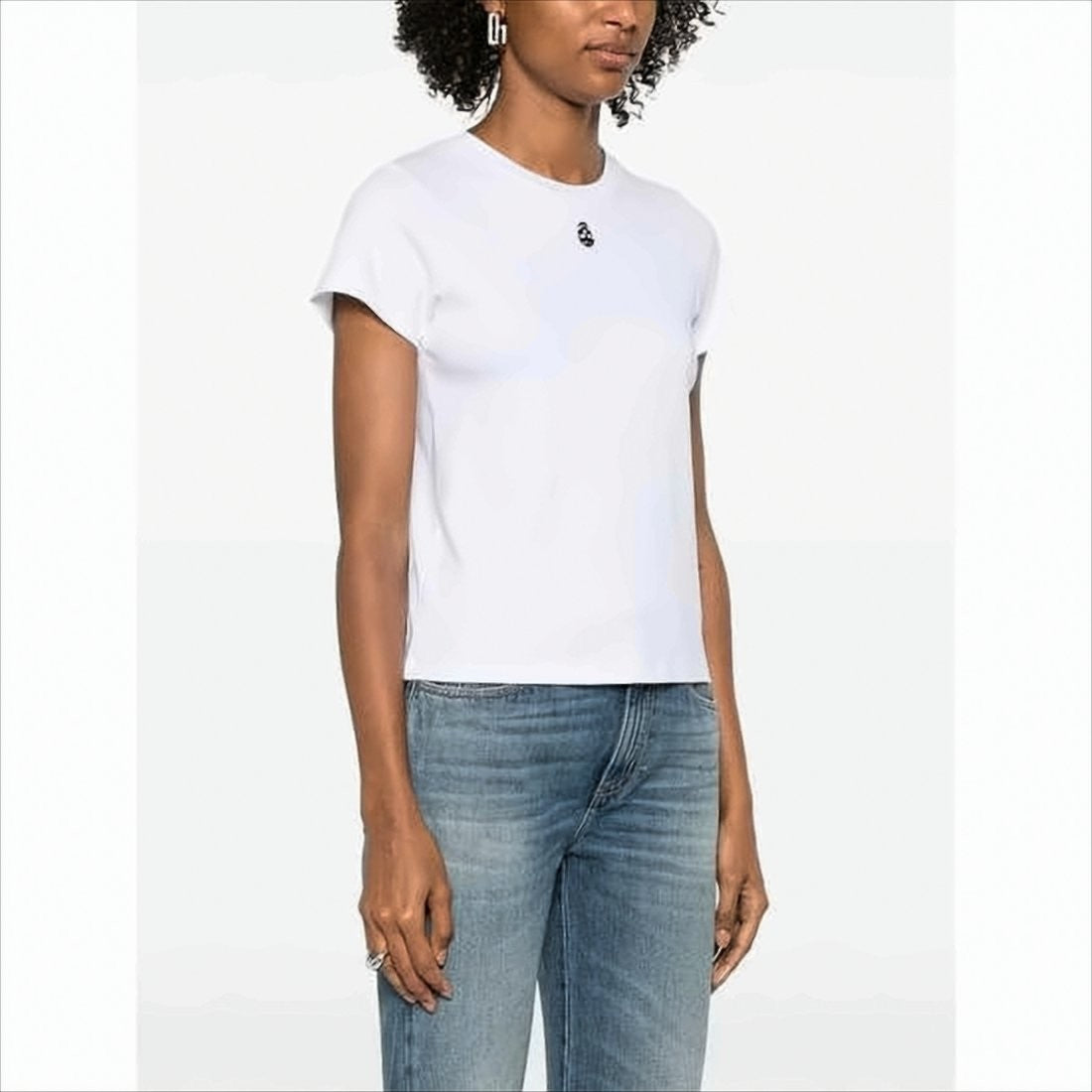 Minimalist White Cotton T-Shirt with Skull Emblem
