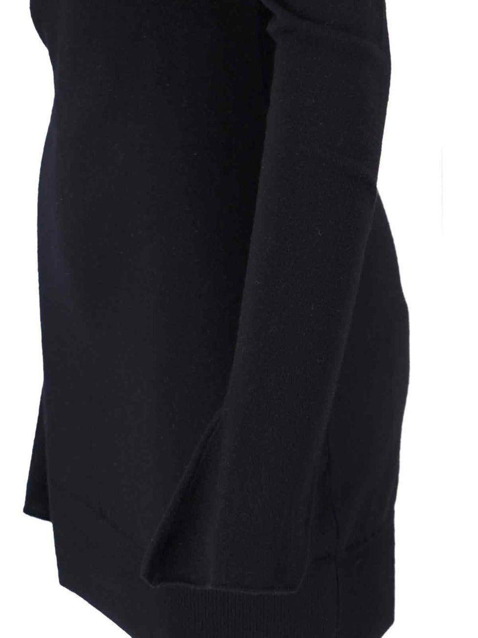 Asymmetrical Collar Black Dress With Logo Embroidery
