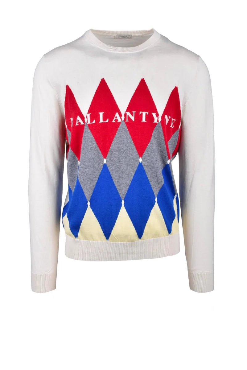 Argyle Pattern Cream Knit Sweater