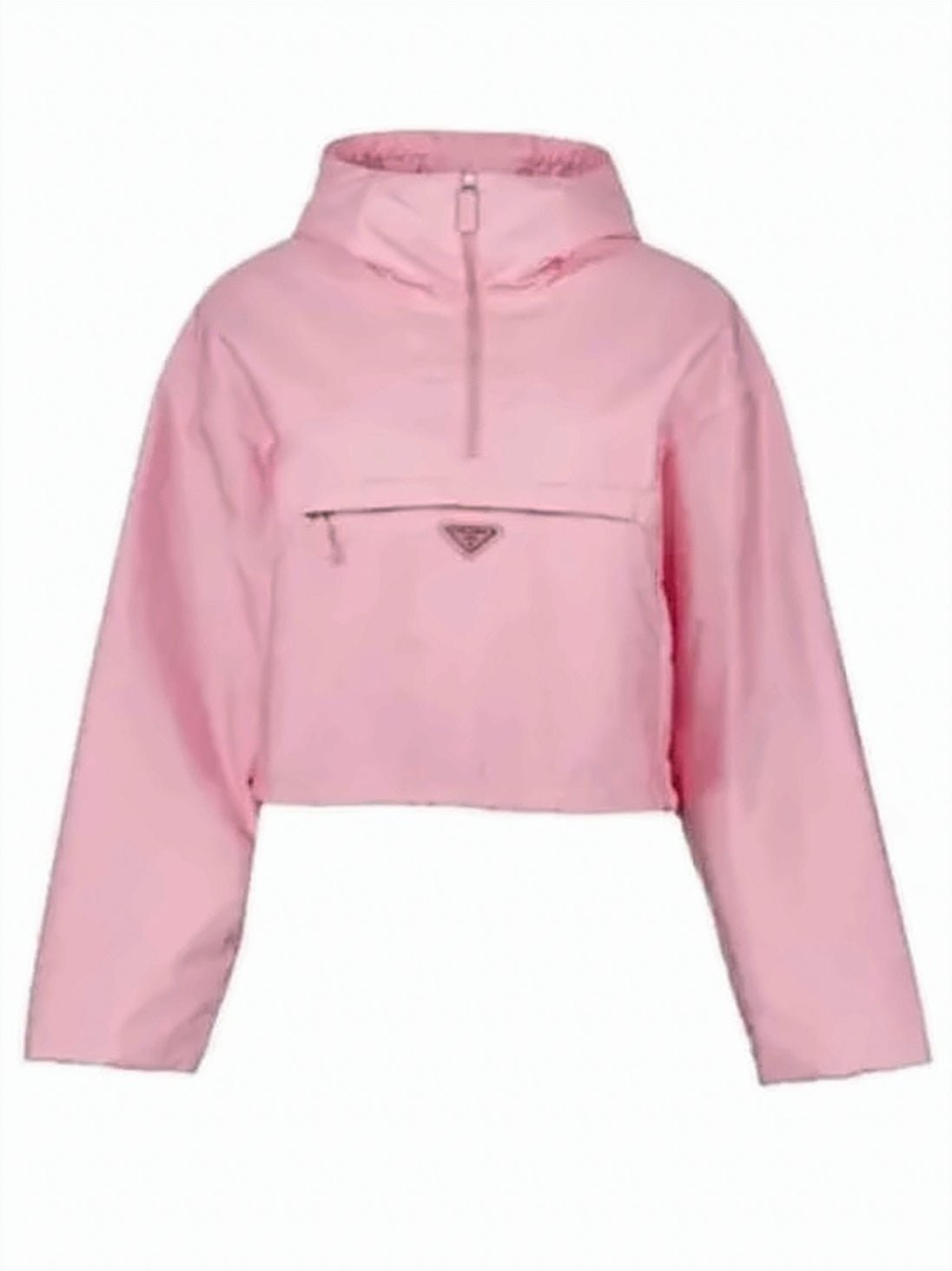 Cropped Jacket With High Collar And Half-Zip Front