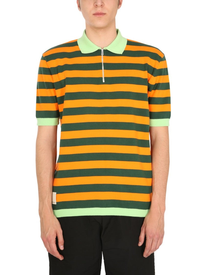 Horizontal Striped Knitted Polo Shirt
