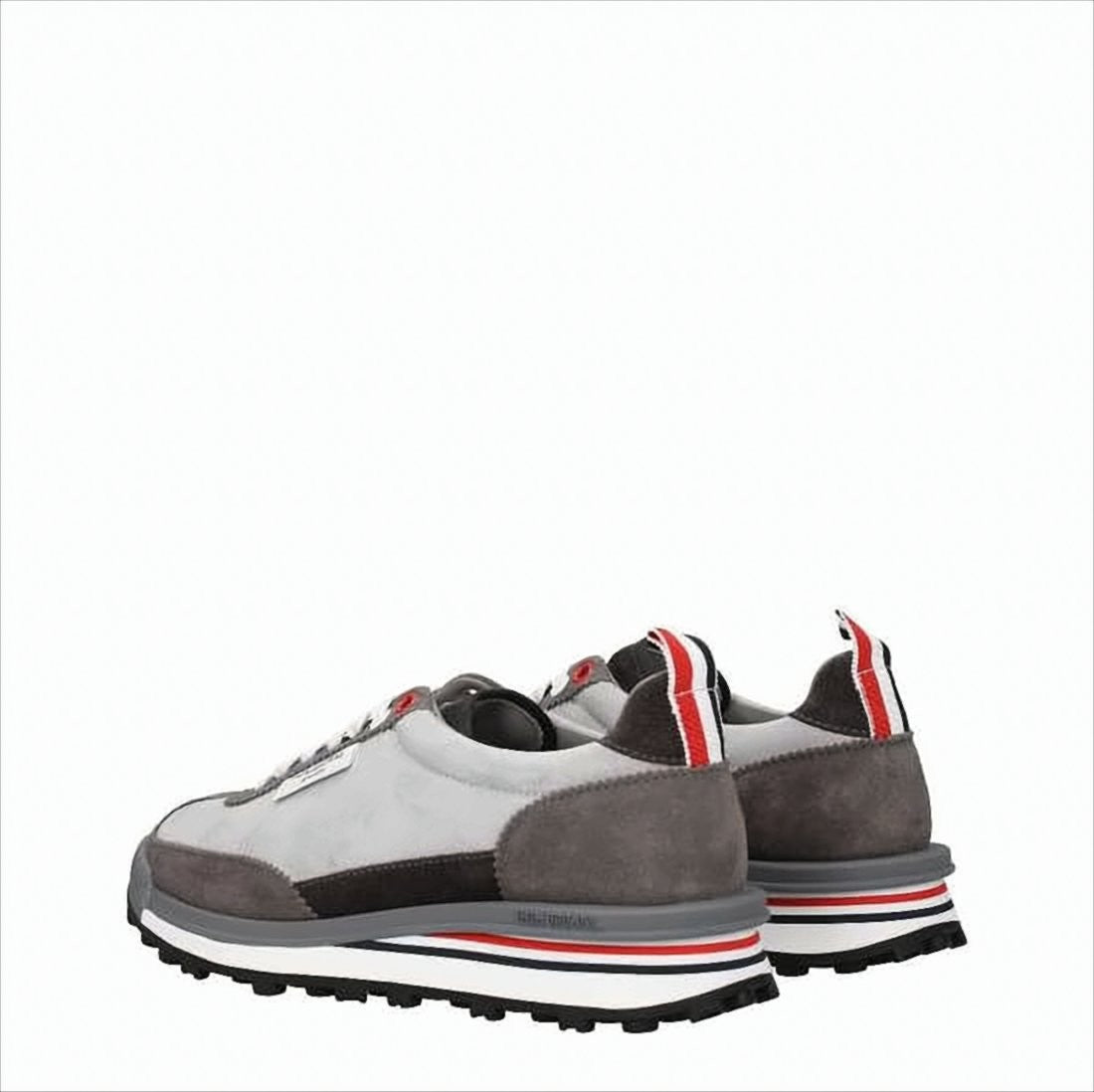 Neutral Tone Leather Sneakers with Textured Sole