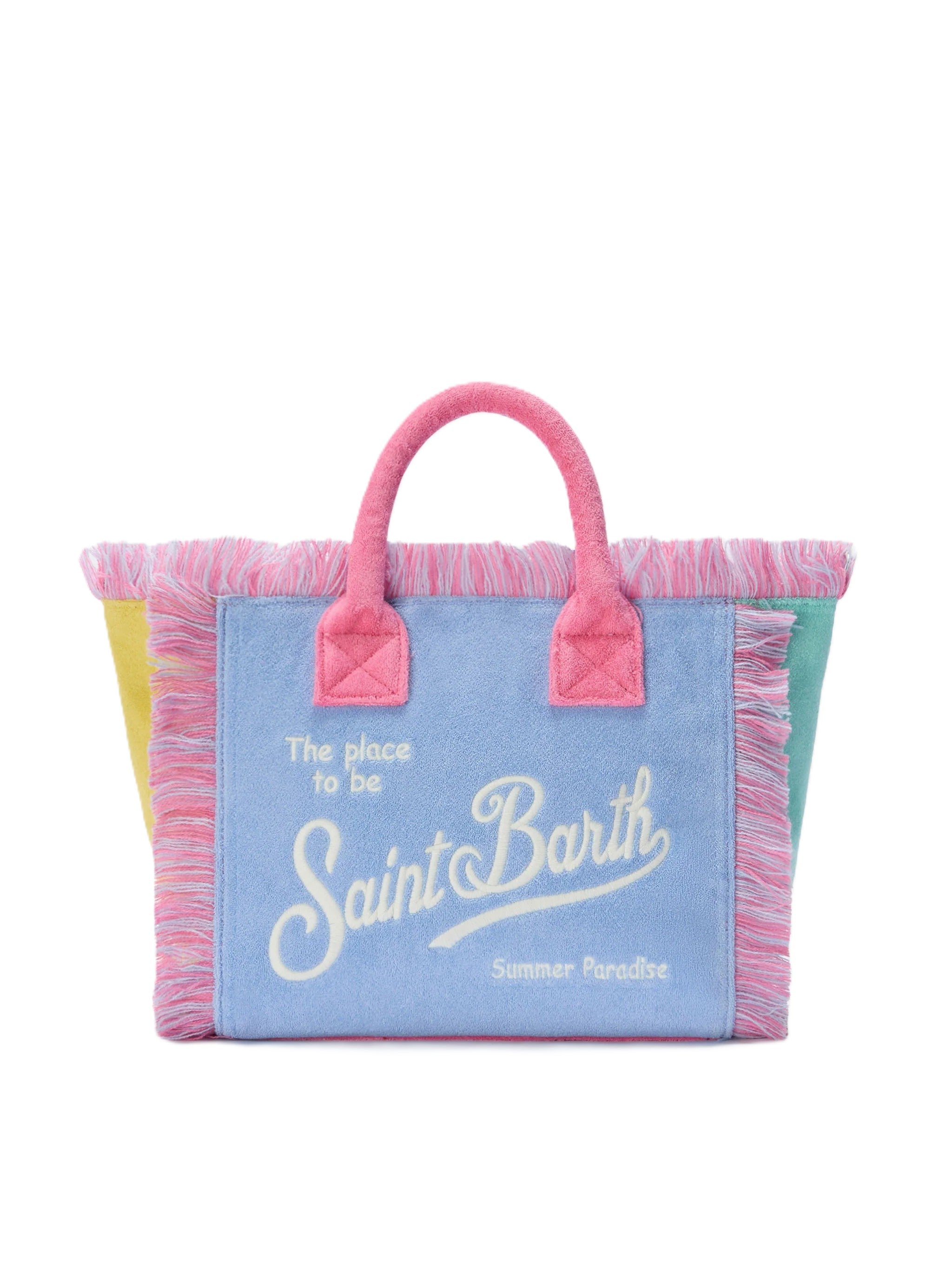 Terry Cloth Tote Bag with Color-Block Design