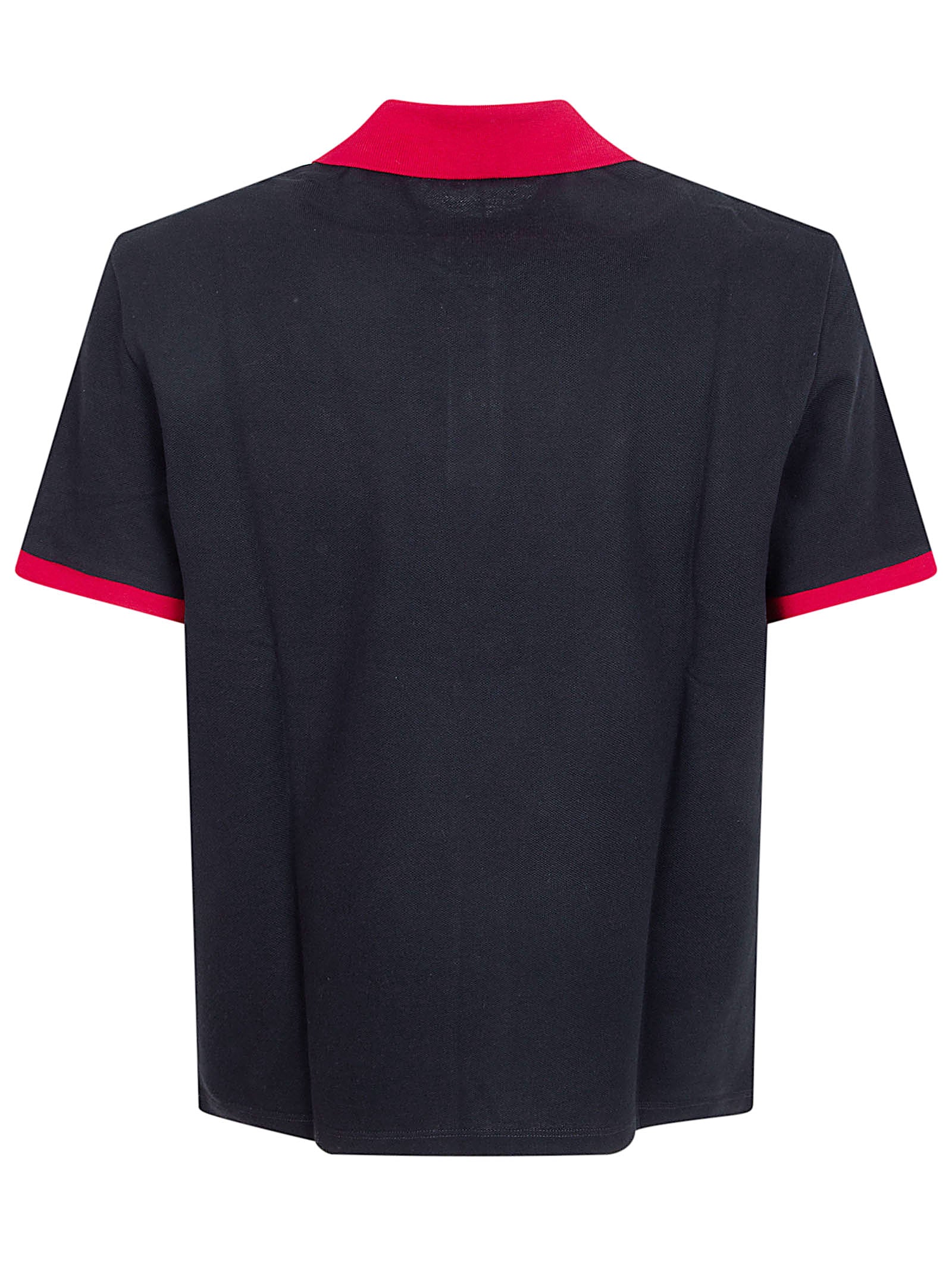 Classic Black Polo Shirt with Contrasting Red Details