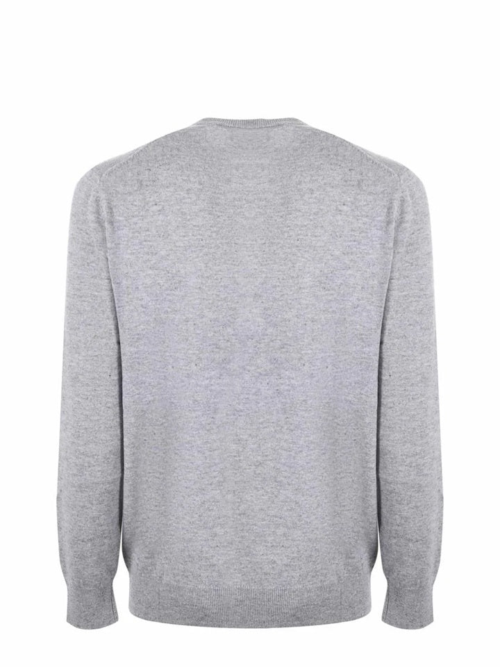 Grey Crewneck Sweater with Cigarette Print