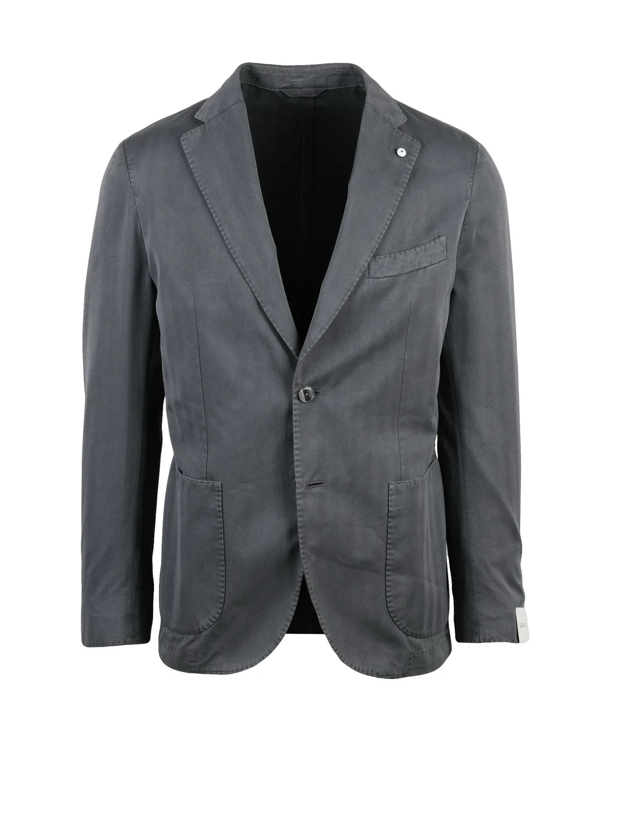 Grey Cotton Polyamide Elastane Fitted Jacket