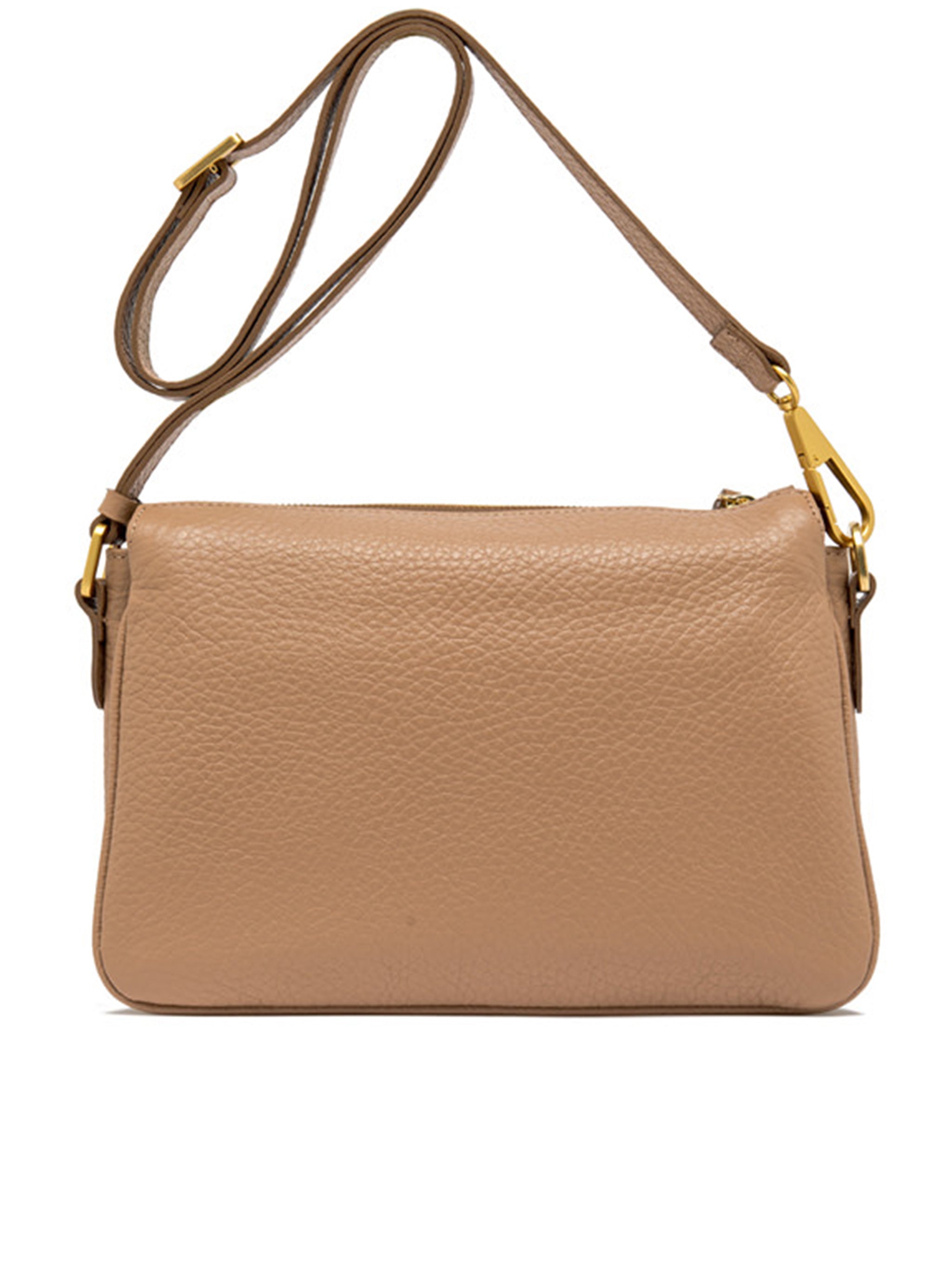 Brooke Rectangular Brown Pebbled Shoulder Bag