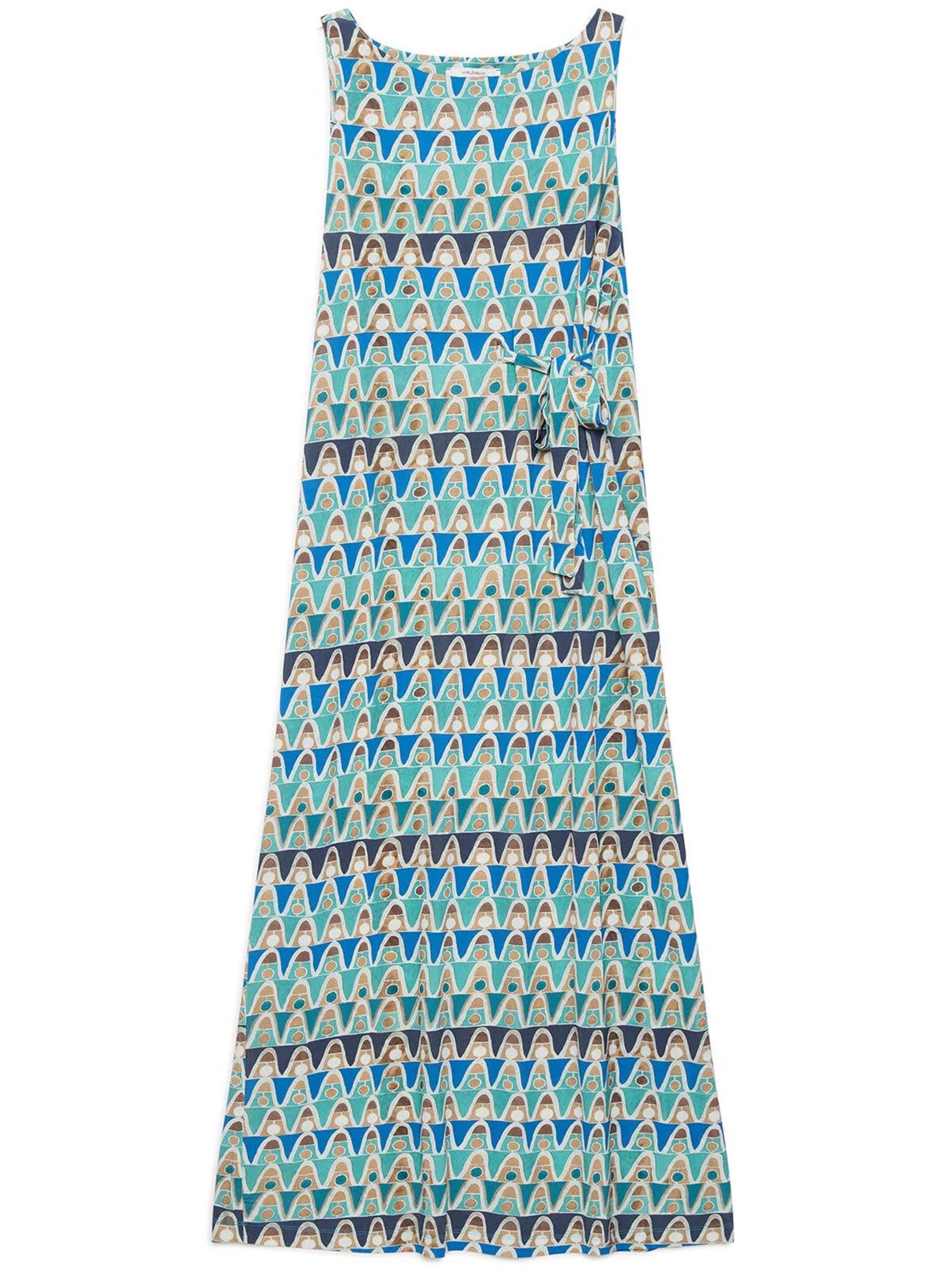 Blue Abito Sleeveless Midi Viscose Dress