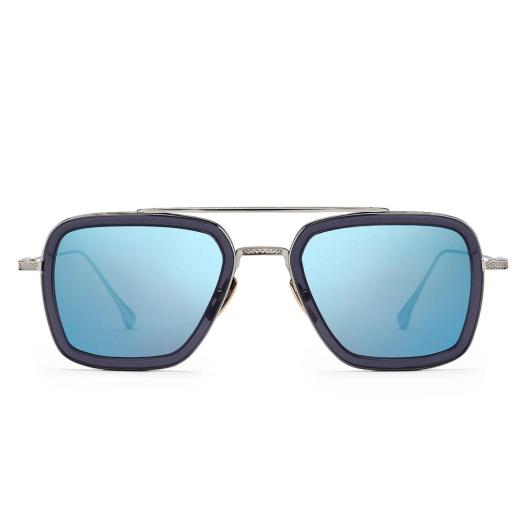 Flight.006 Bold Rectangular Metal Acetate Sunglasses with Textured Detailing