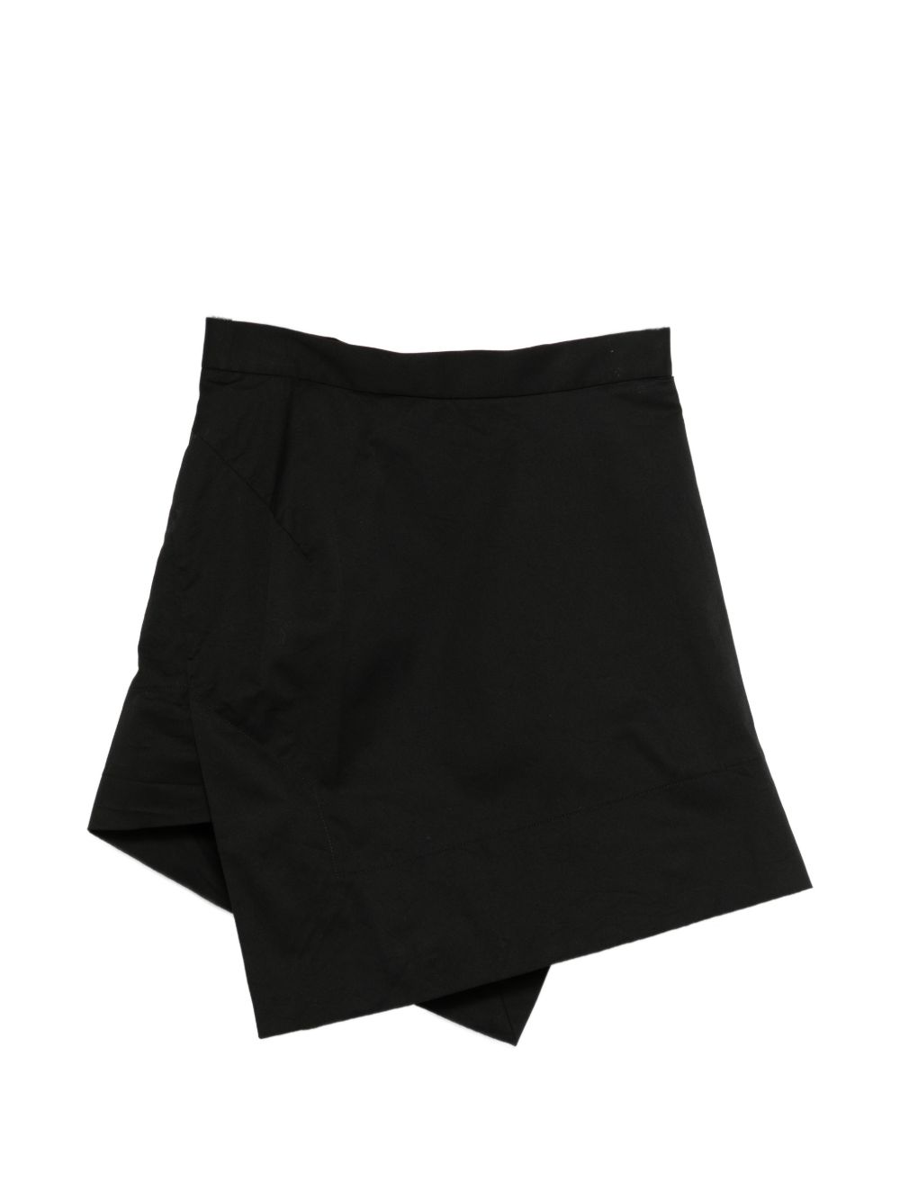 Asymmetrical Hem Black Mini Skirt With Fitted Waistband