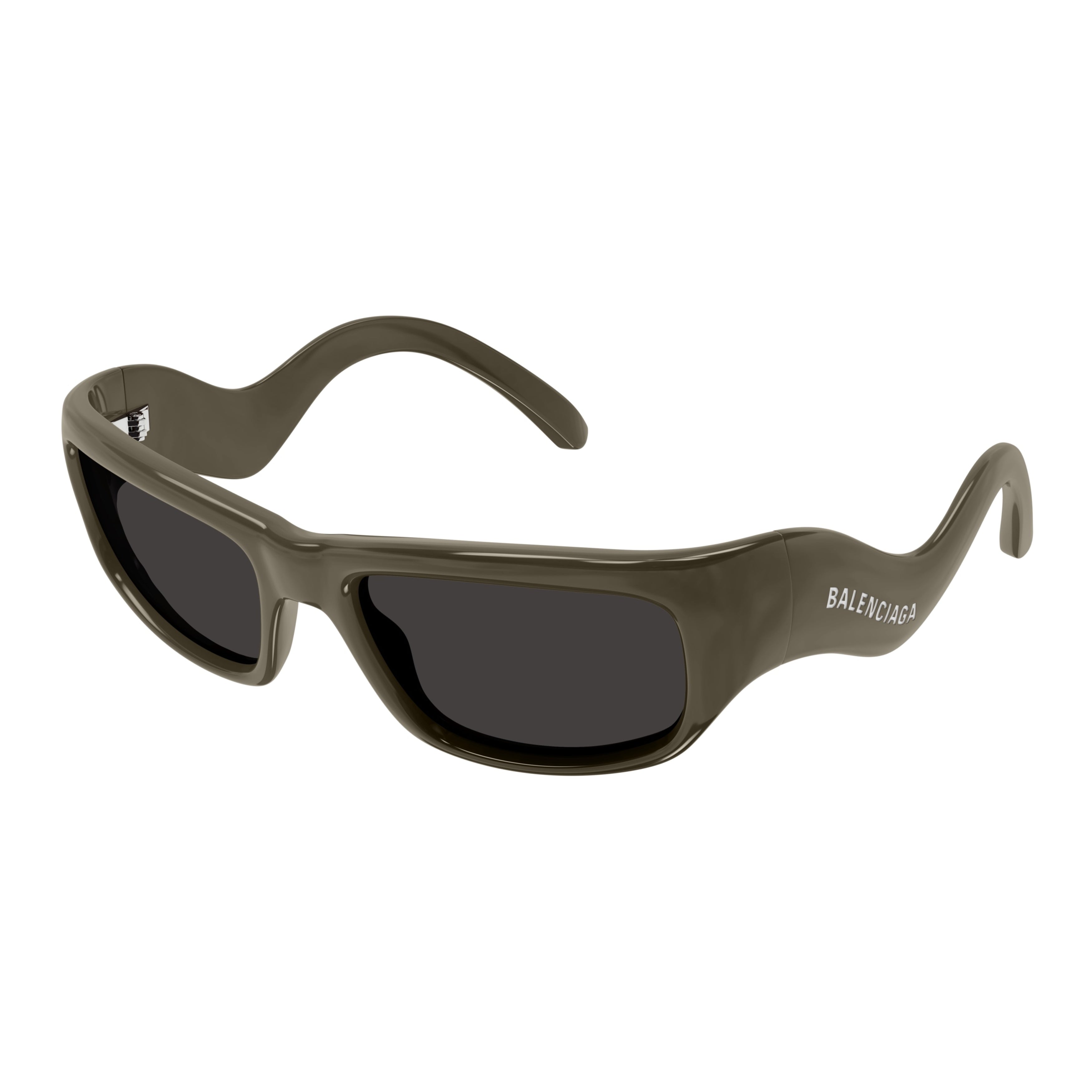 Rectangular Brown Sunglasses with Glossy Finish