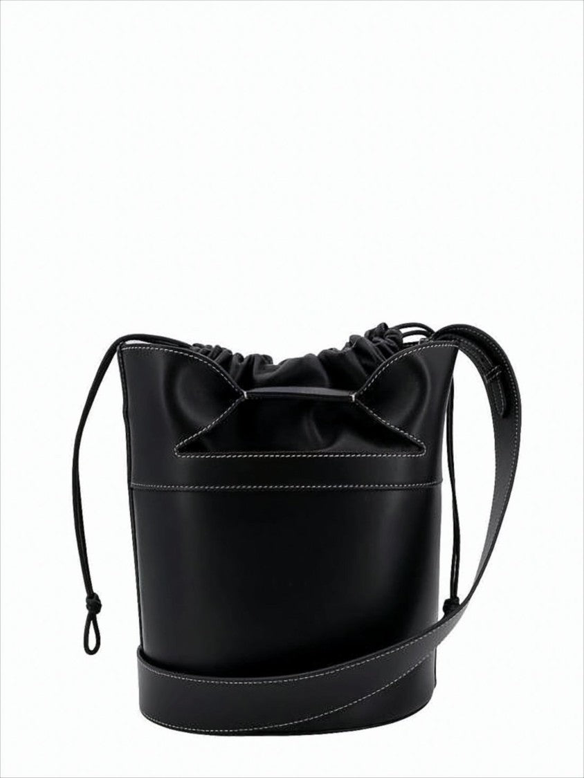 Structured Black Nappa Leather Crossbody Bag