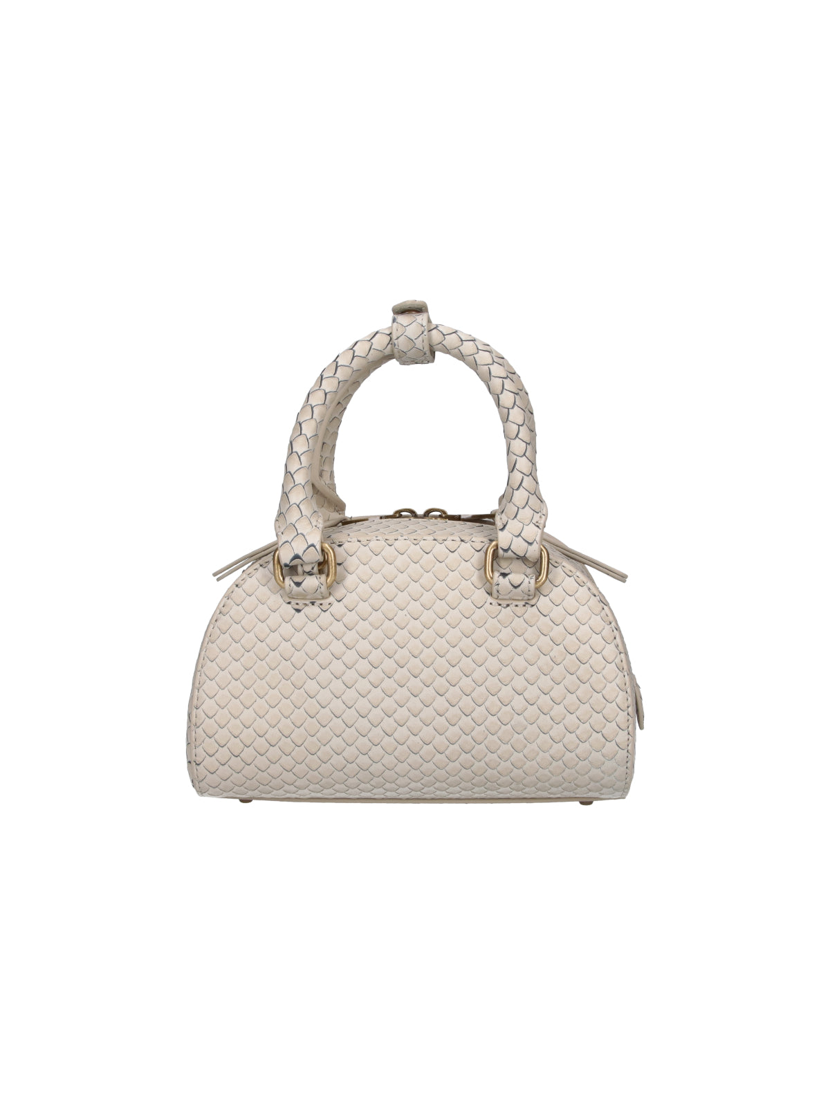 Beige 1dr Dome Textured Leather Bag