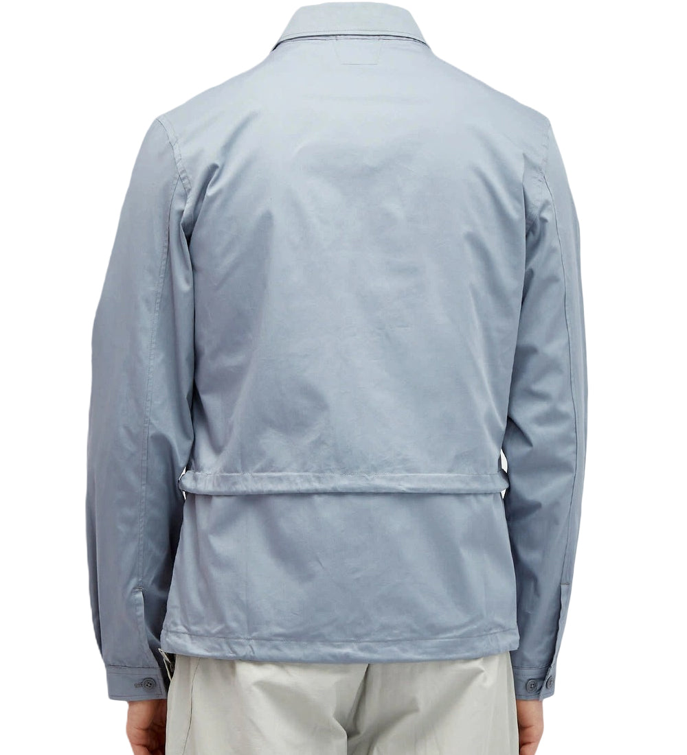 Light Blue Minimalist Jacket With Structured Collar And Flap Pockets
