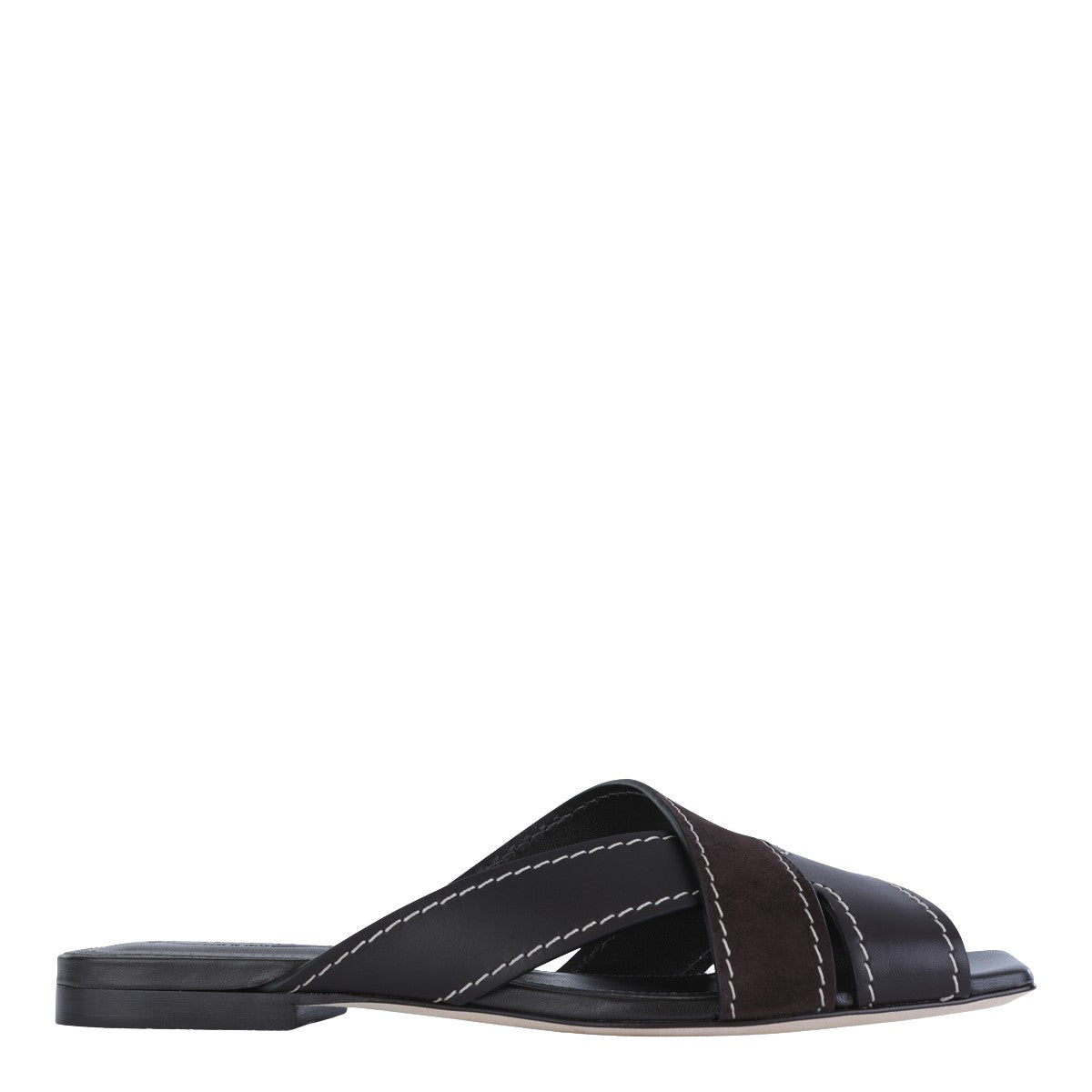 Slip-On Black Flats with Overlapping Smooth