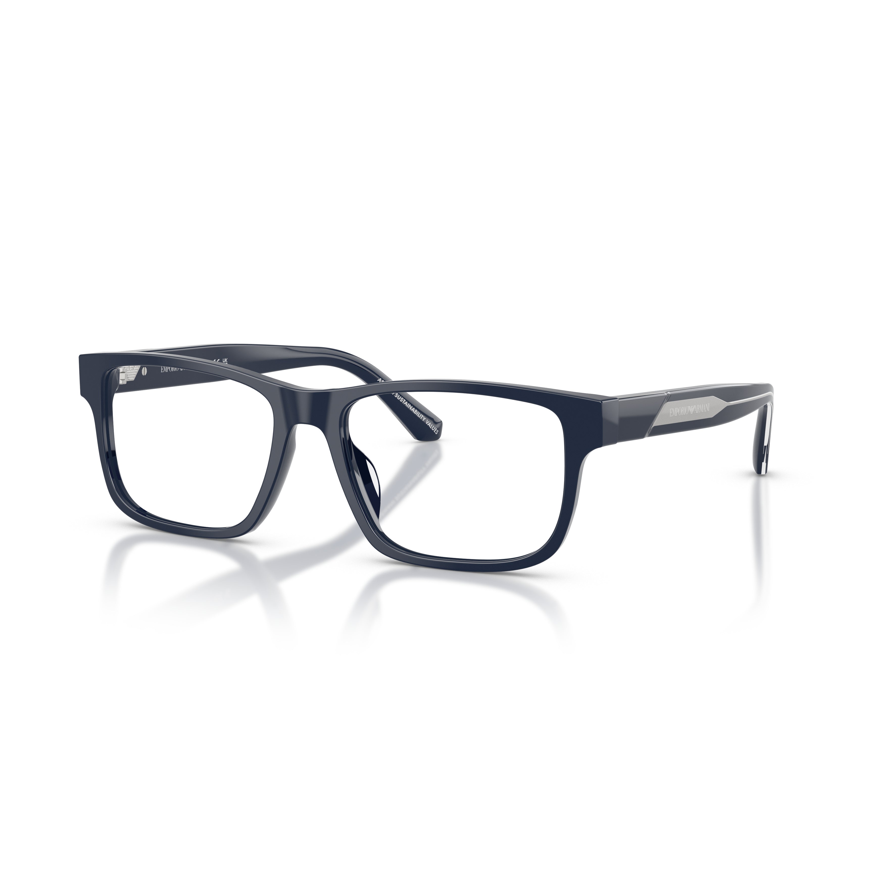 0ea3265u Rectangular Black Acetate Eyeglasses with Metallic Accents