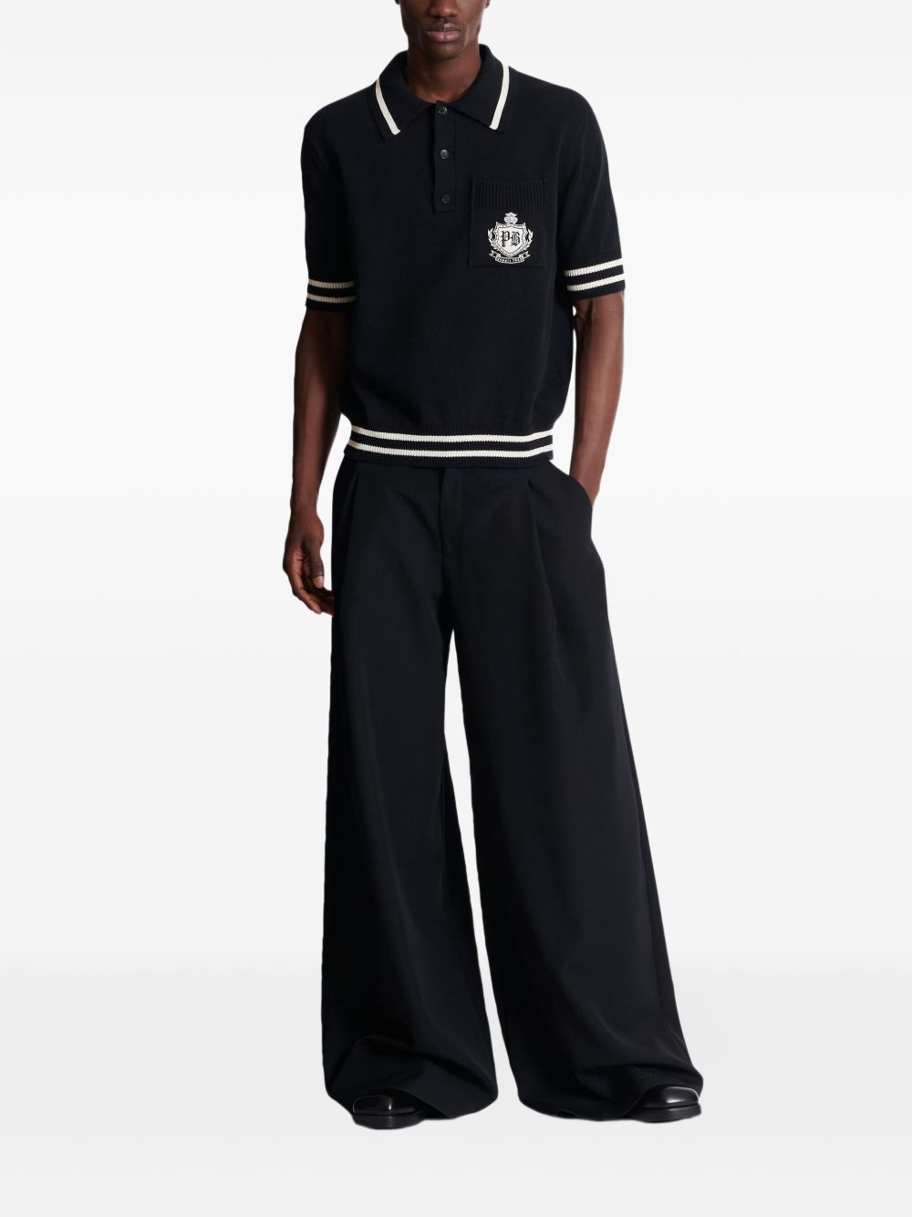 Ribbed Knit Polo Shirt