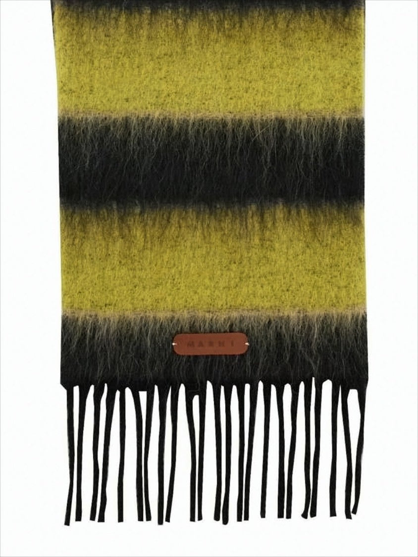 Bold Striped Long Scarf with Fringed Tassels