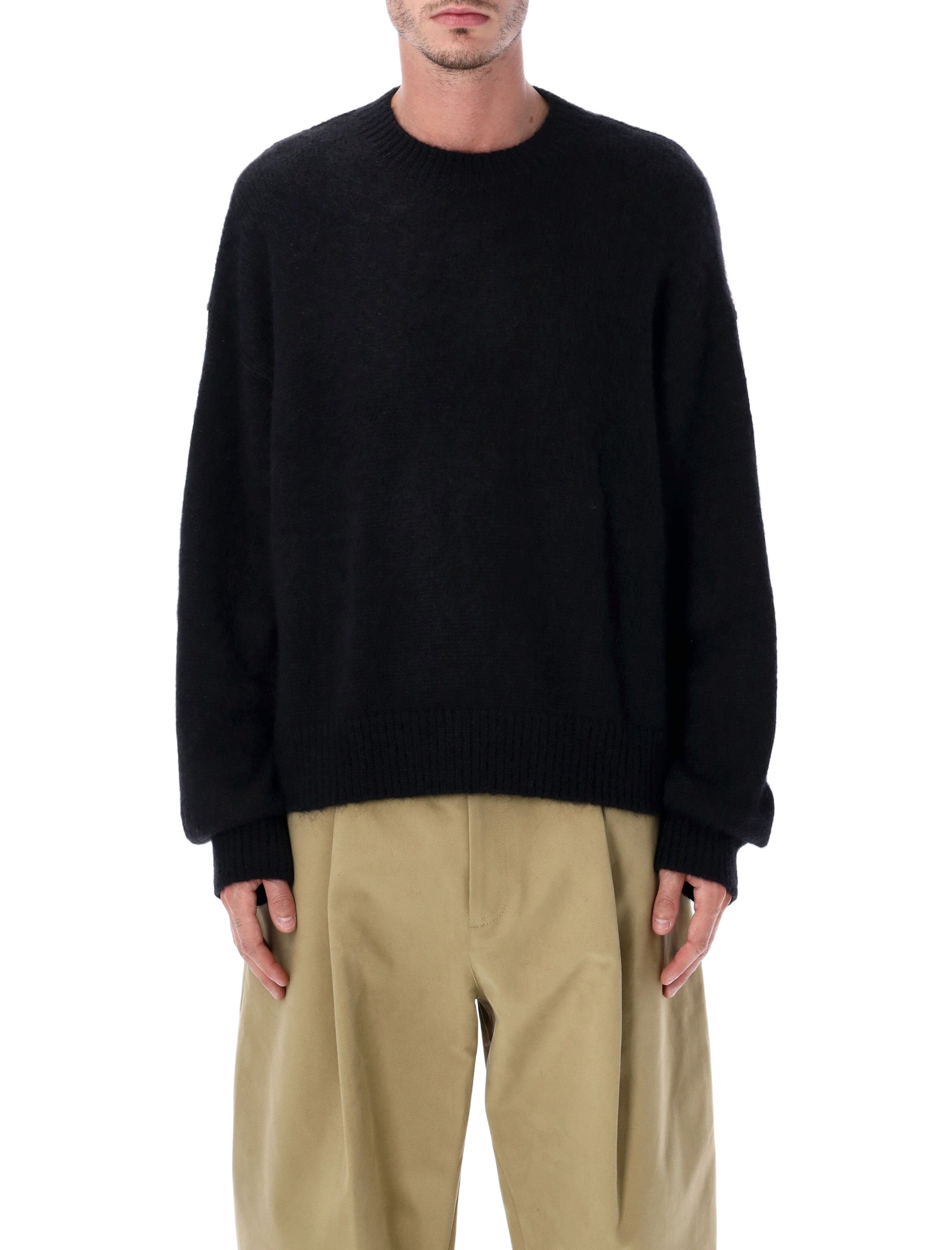 Wynn Black Superkid Mohair Crewneck Sweater