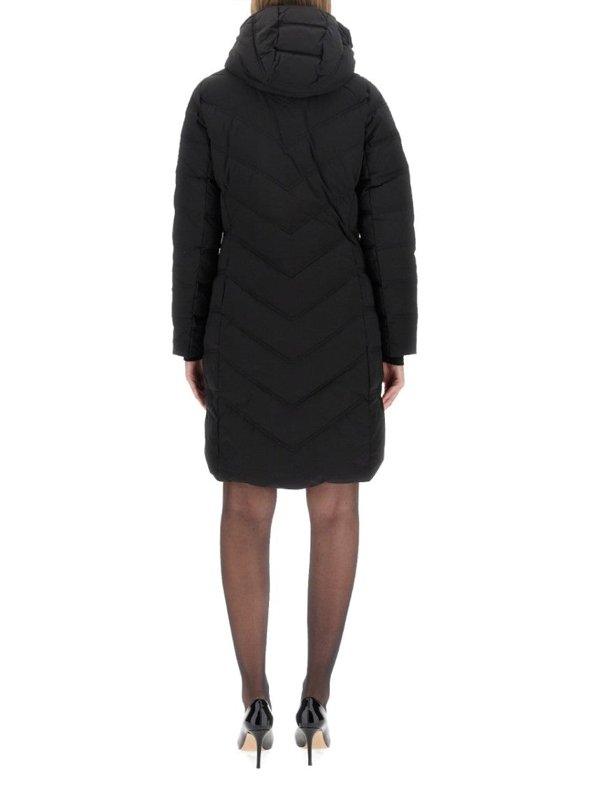 Quilted Black Hooded Parka