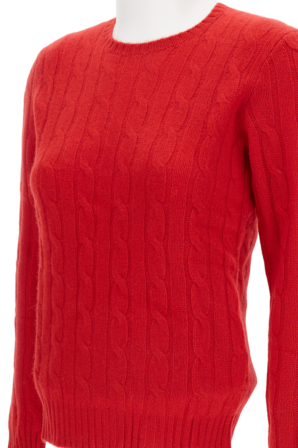 Crewneck Cable Knit Sweater In Vibrant Red