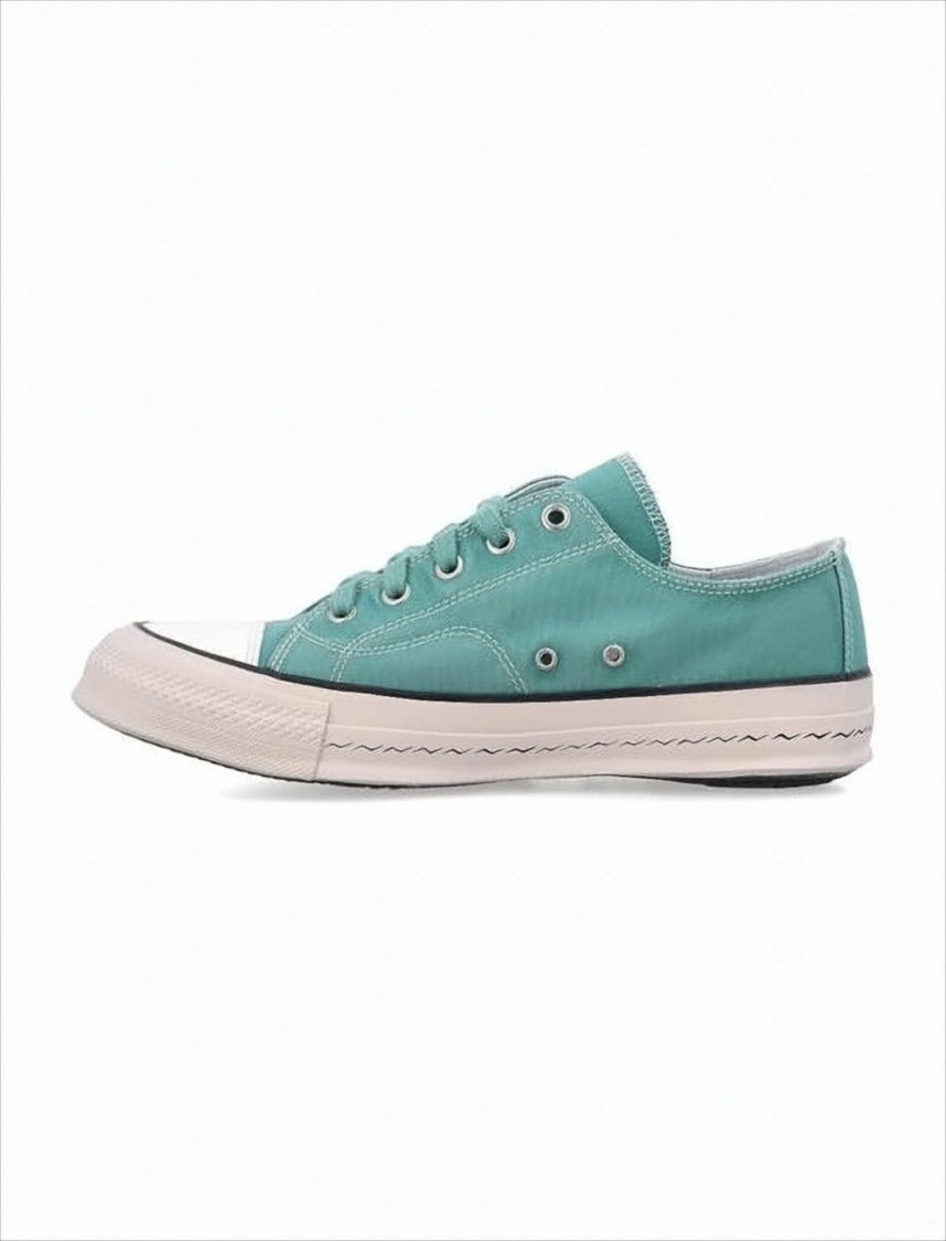 Muted Teal Low-Top Sneakers With Cowhide Lining