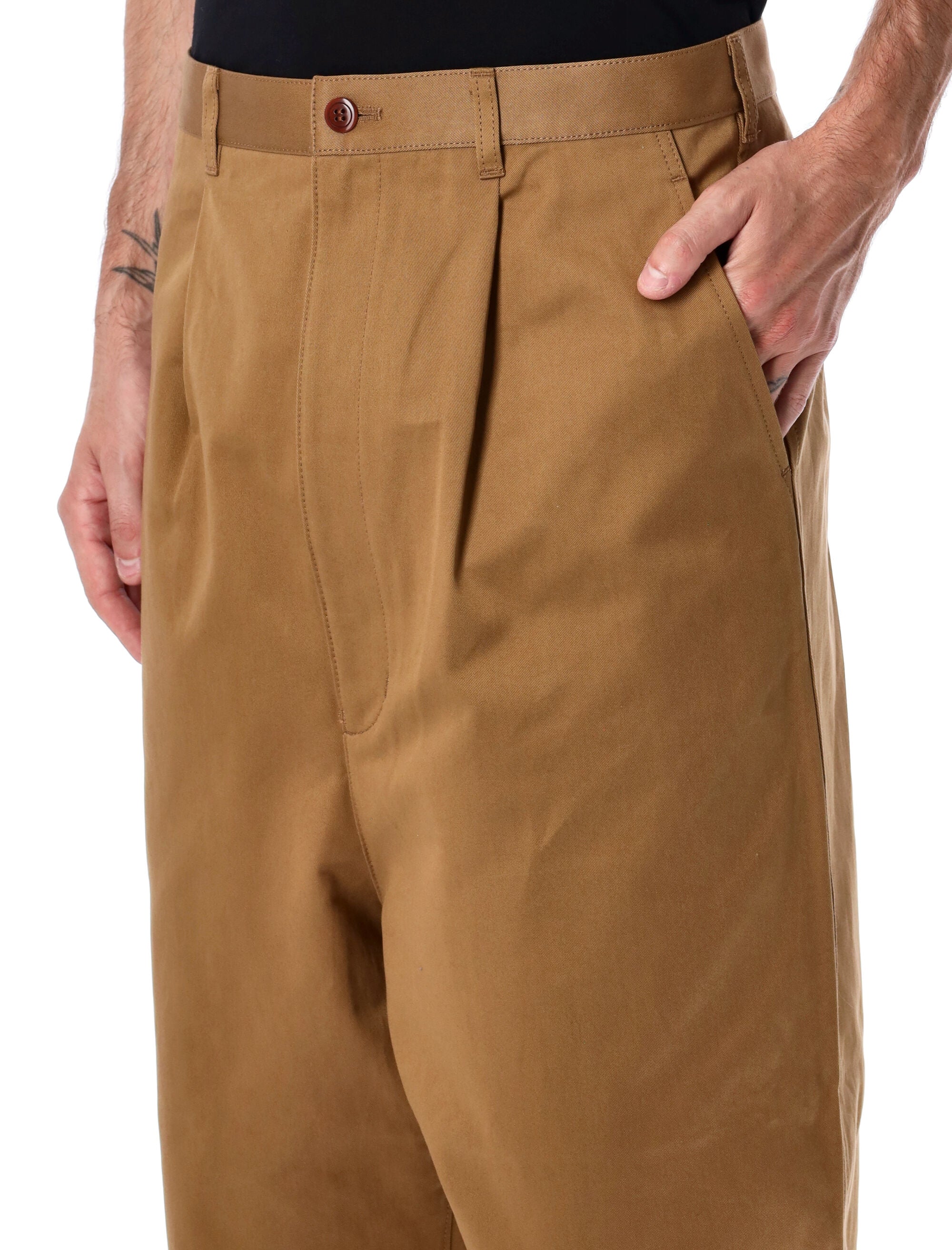 Wide-Leg Cotton Trousers