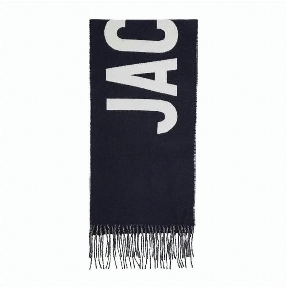 Long Rectangular Wool Scarf with Bold Lettering