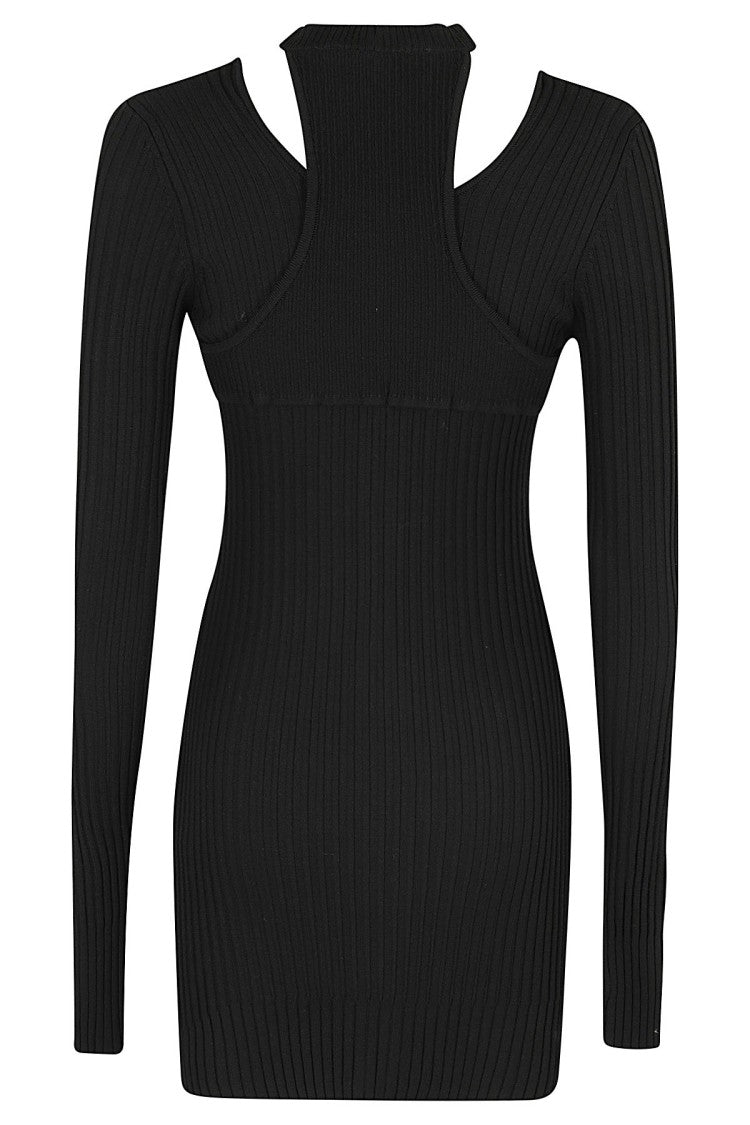 Knit Dress With Cut-Out Neckline And Full-Length Zipper