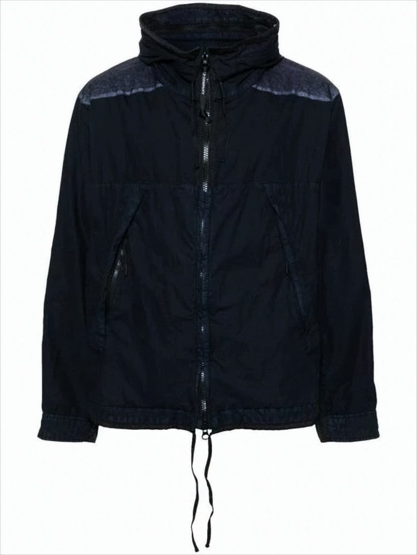 High Collar Black Casual Jacket With Zipper Closure And Textured Panels
