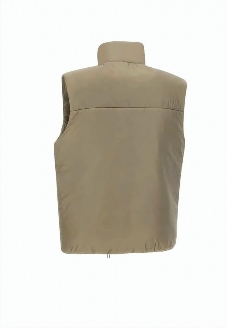 High-Collar Sleeveless Vest With Minimalist Logo