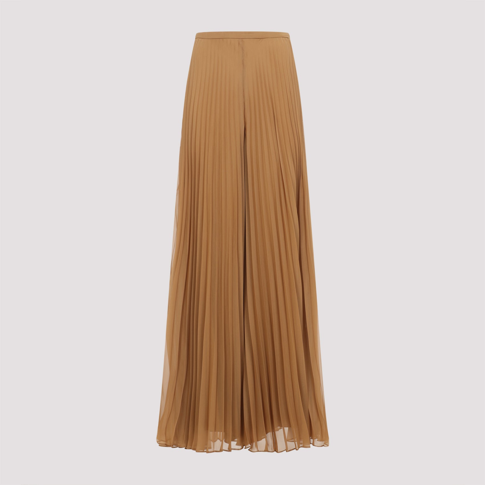 Pleated Brown Sheer Grembo Pants