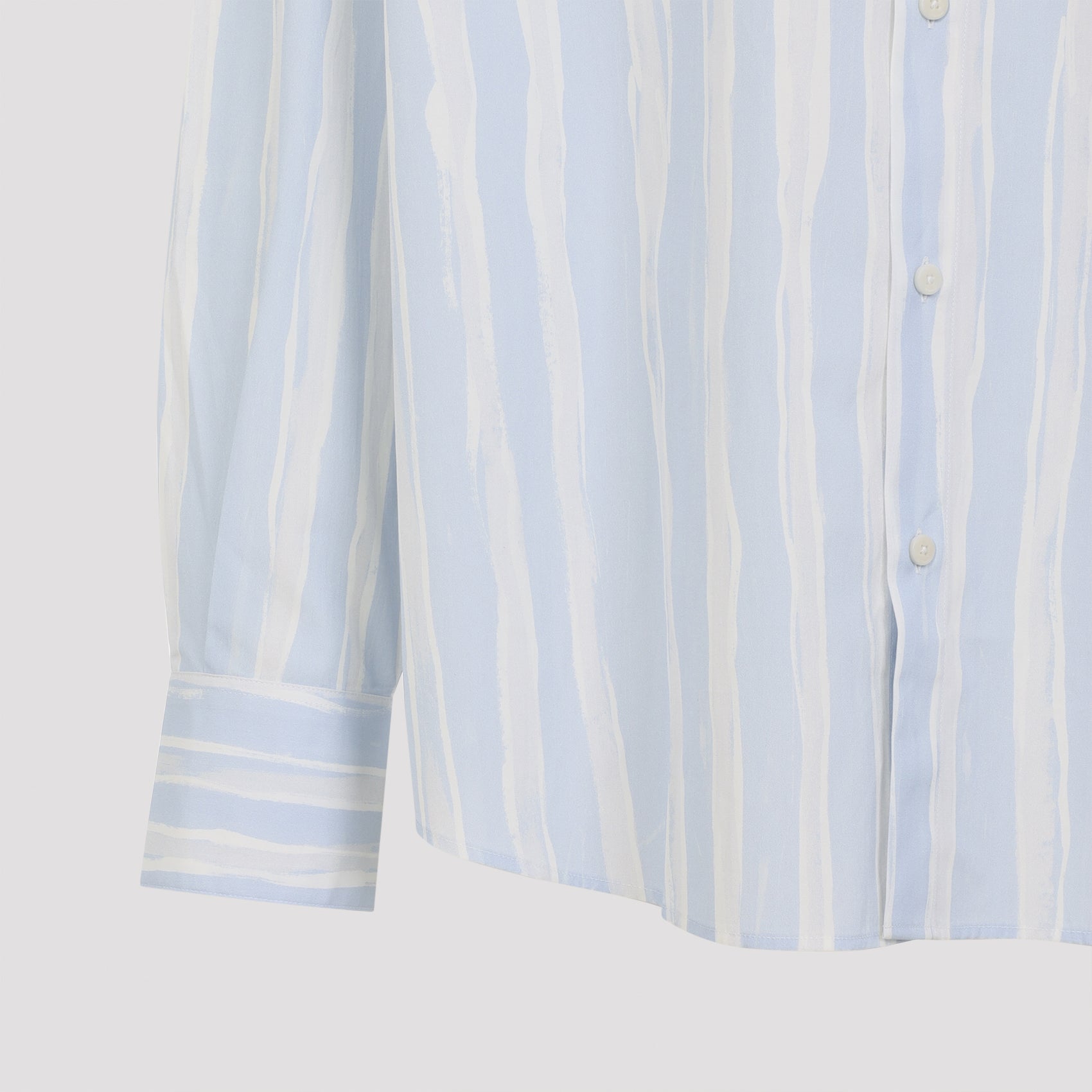 Vertical Stripe Button-Up Shirt In Pastel Tones