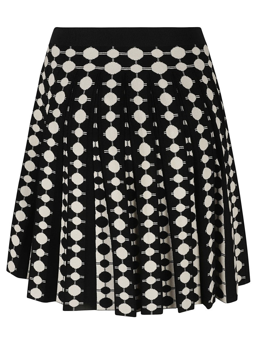 Pleated Skirt With Geometric Dot Pattern