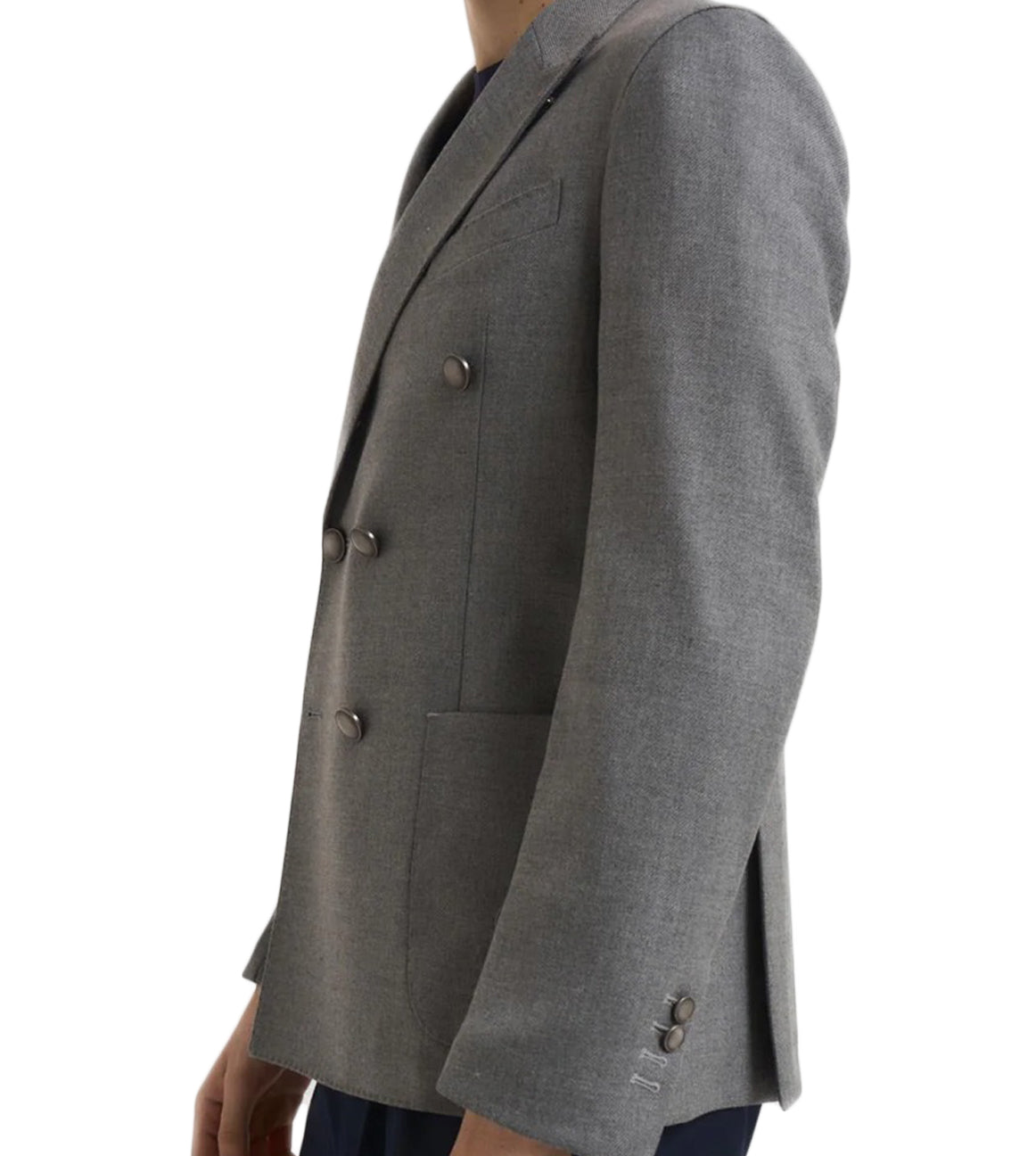 Double-Breasted Tailored Jacket with Reverse Collar