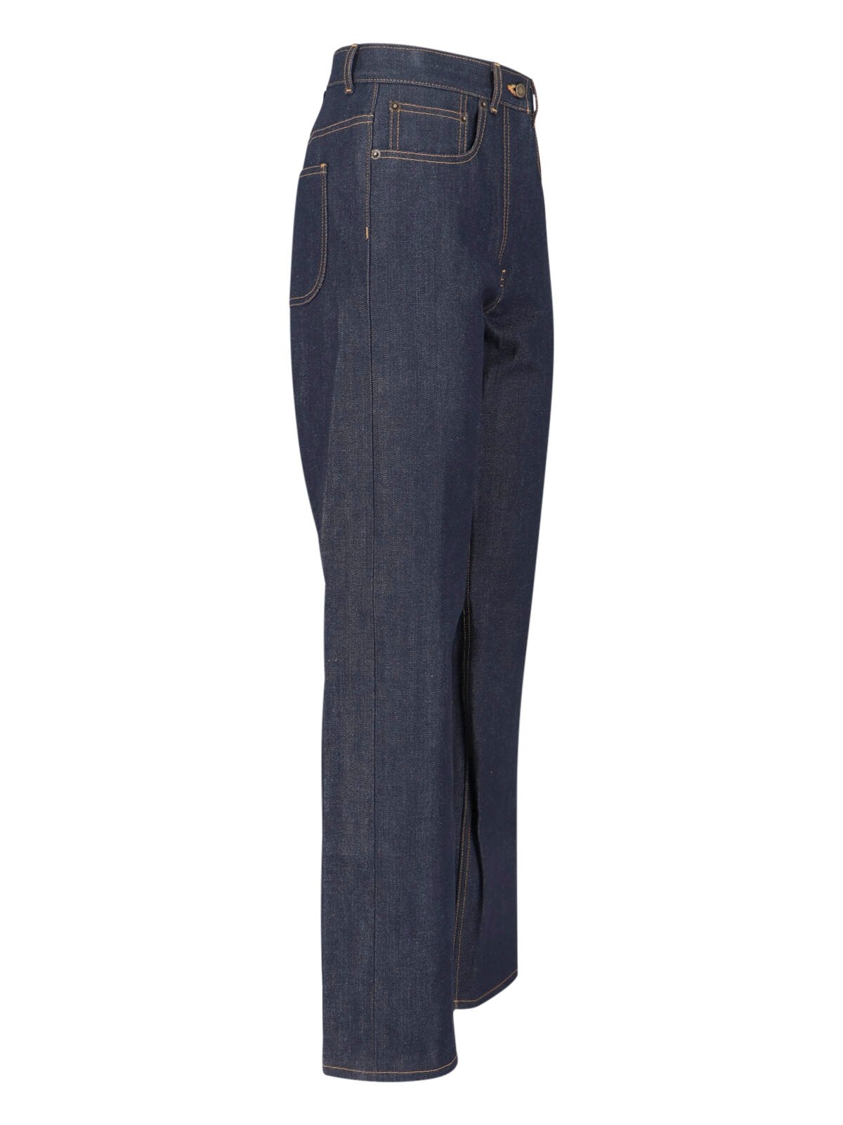 Blue Mid-Rise Straight-Leg Denim Jeans