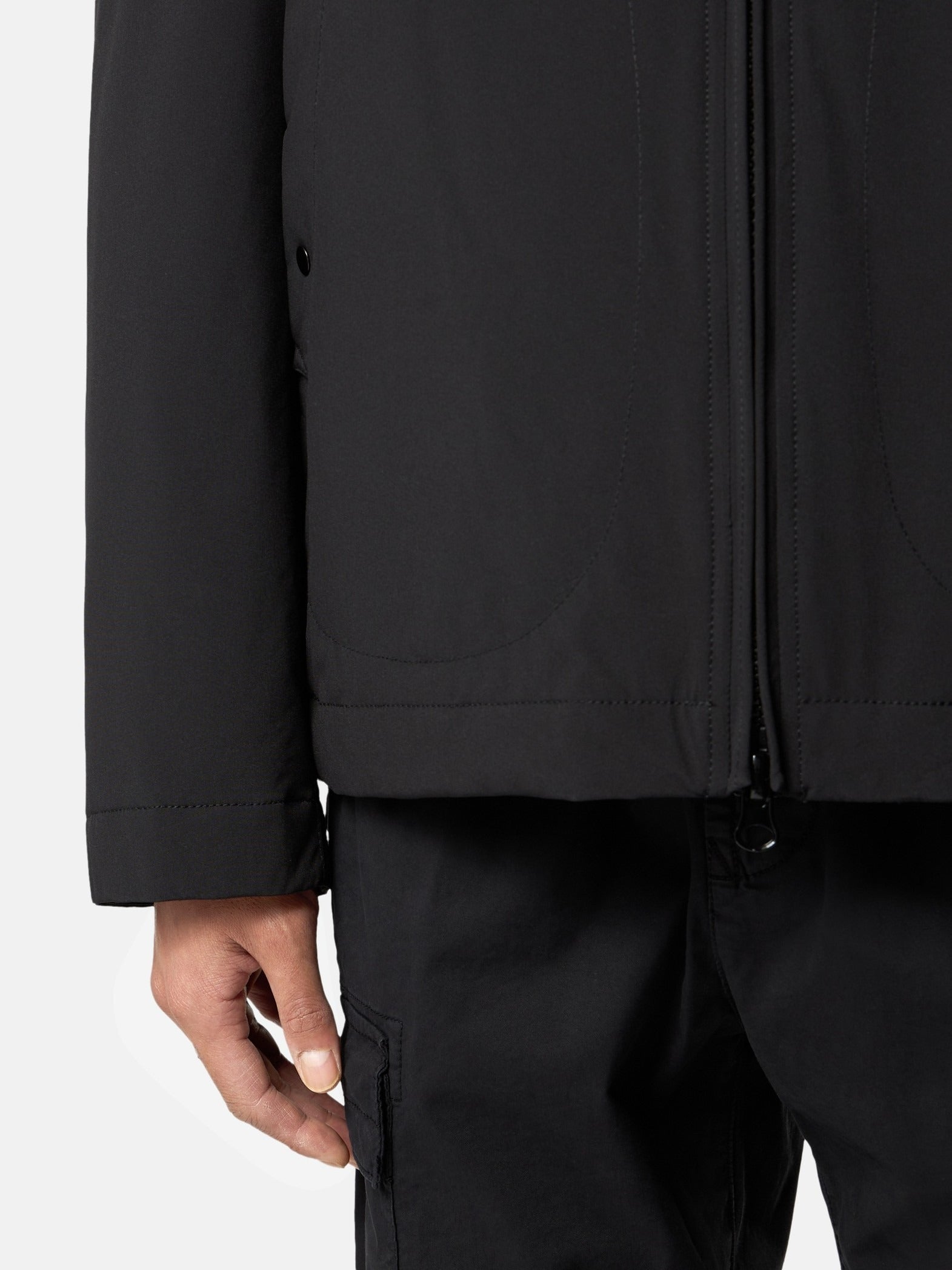 Black Outerwear Jacket With Hood