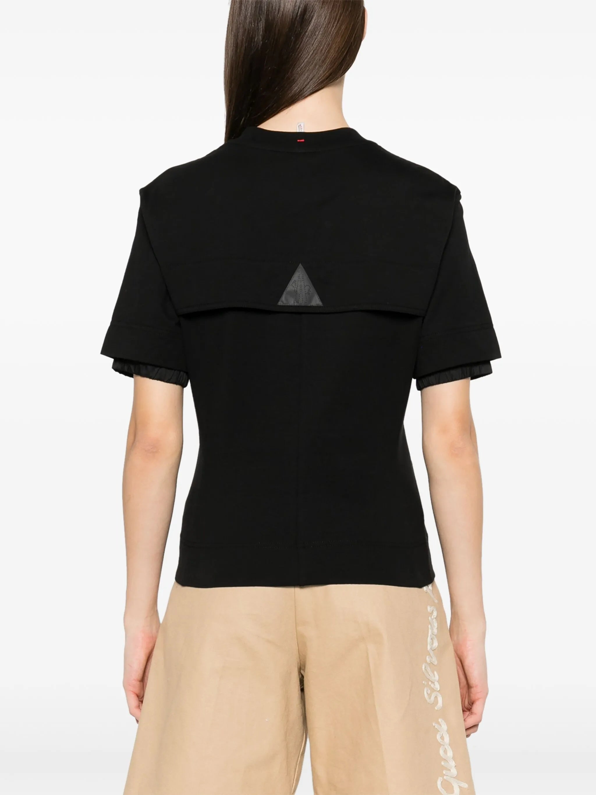 Black Cropped Cotton T-Shirt