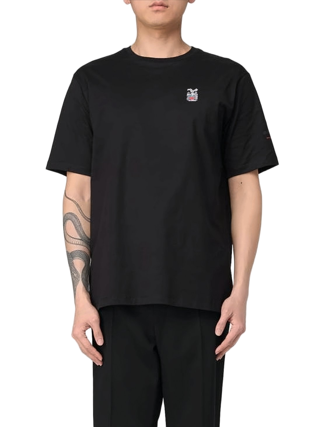 Relaxed-Fit Black Short-Sleeve T-Shirt with Embroidered Logo