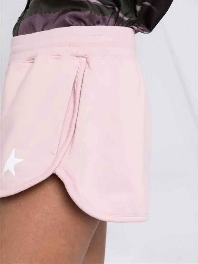 Pastel Pink Cotton Shorts with Ribbed Waistband and Side Pockets