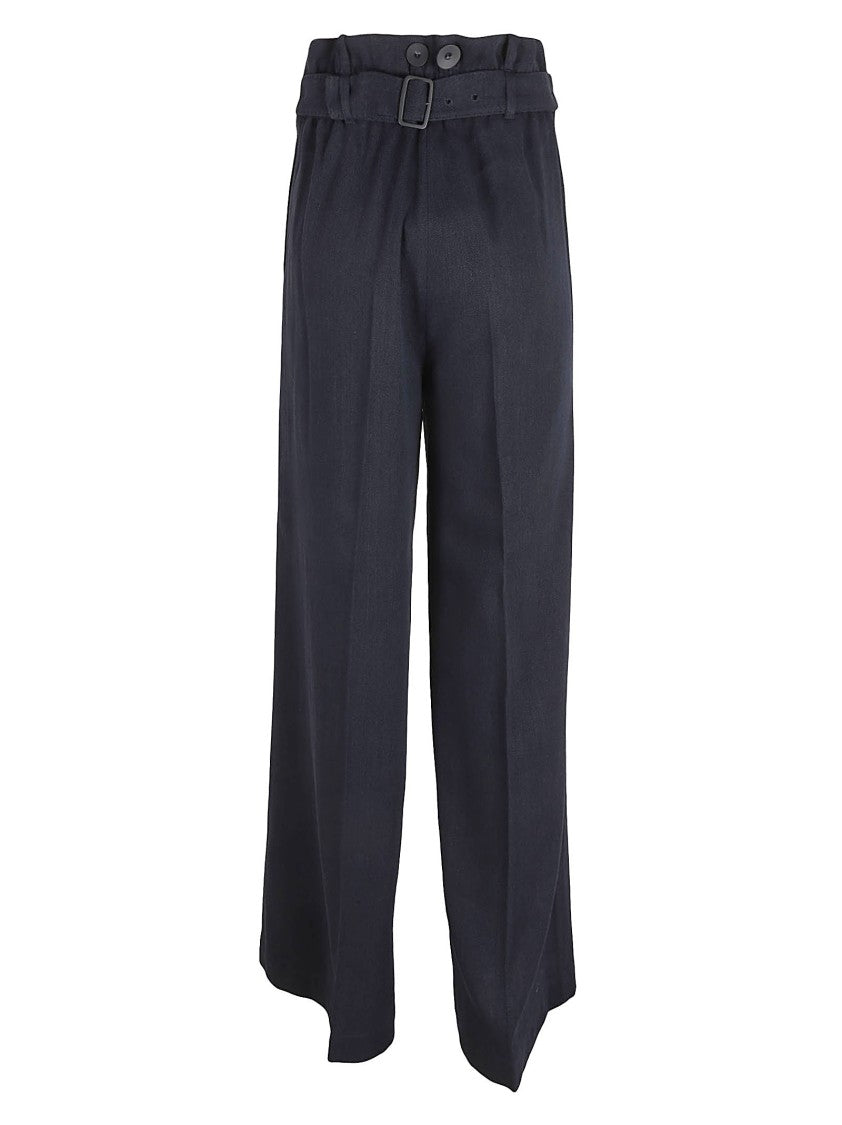High-Waisted Wide-Leg Trousers With Belt