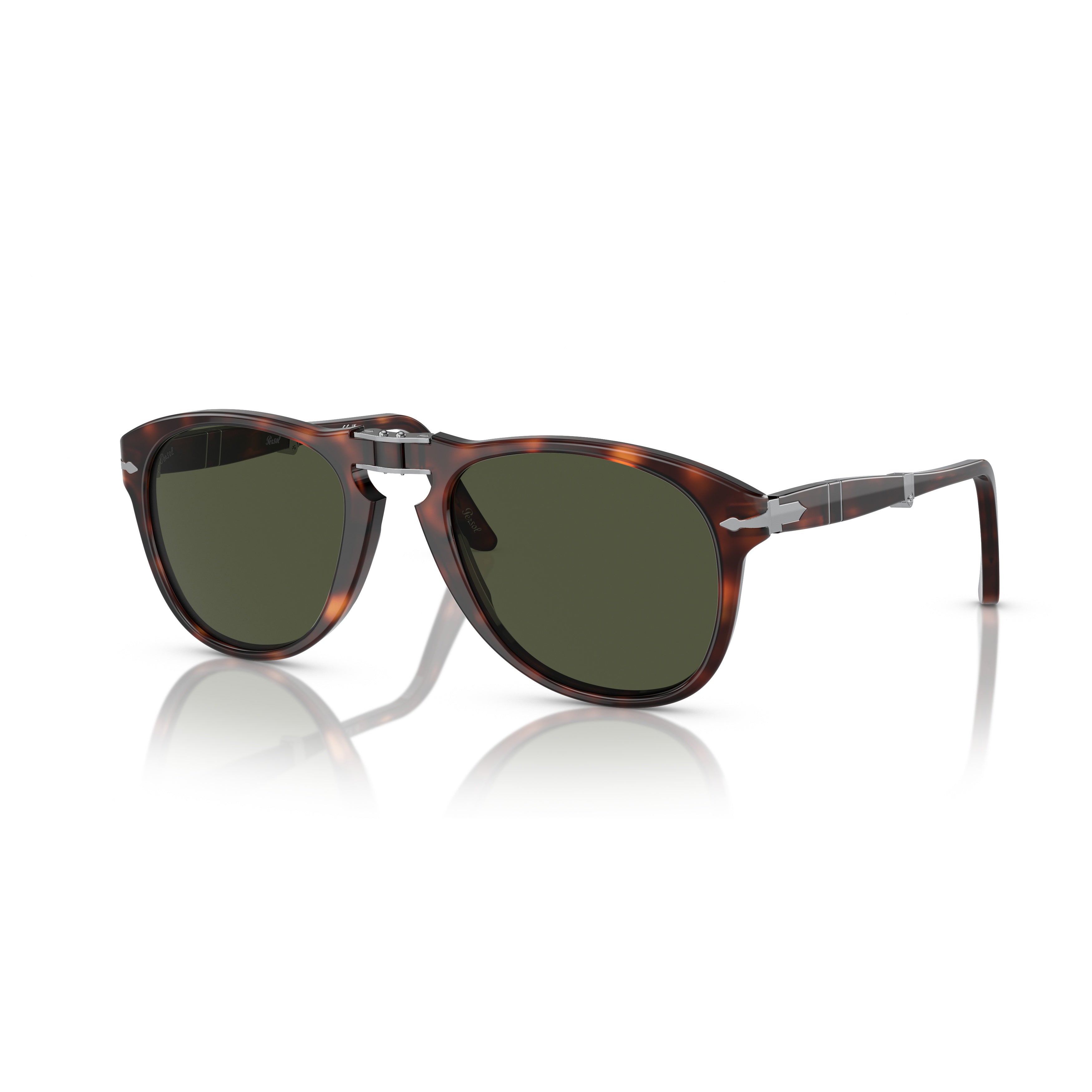 0po0714 Rounded Tortoiseshell Frame Sunglasses with Silver Details