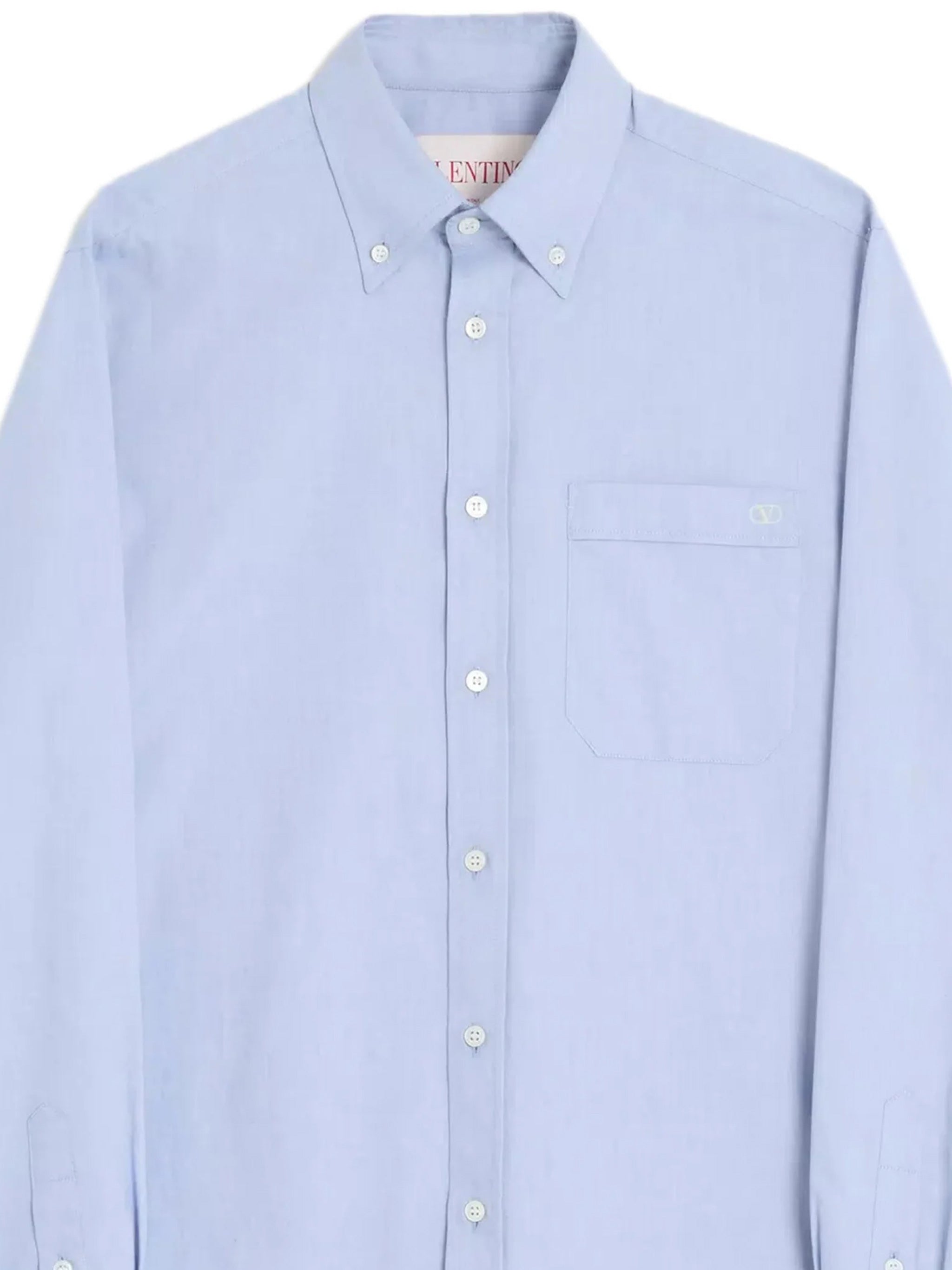 Light Blue Cotton Button-Up Tailored Shirt