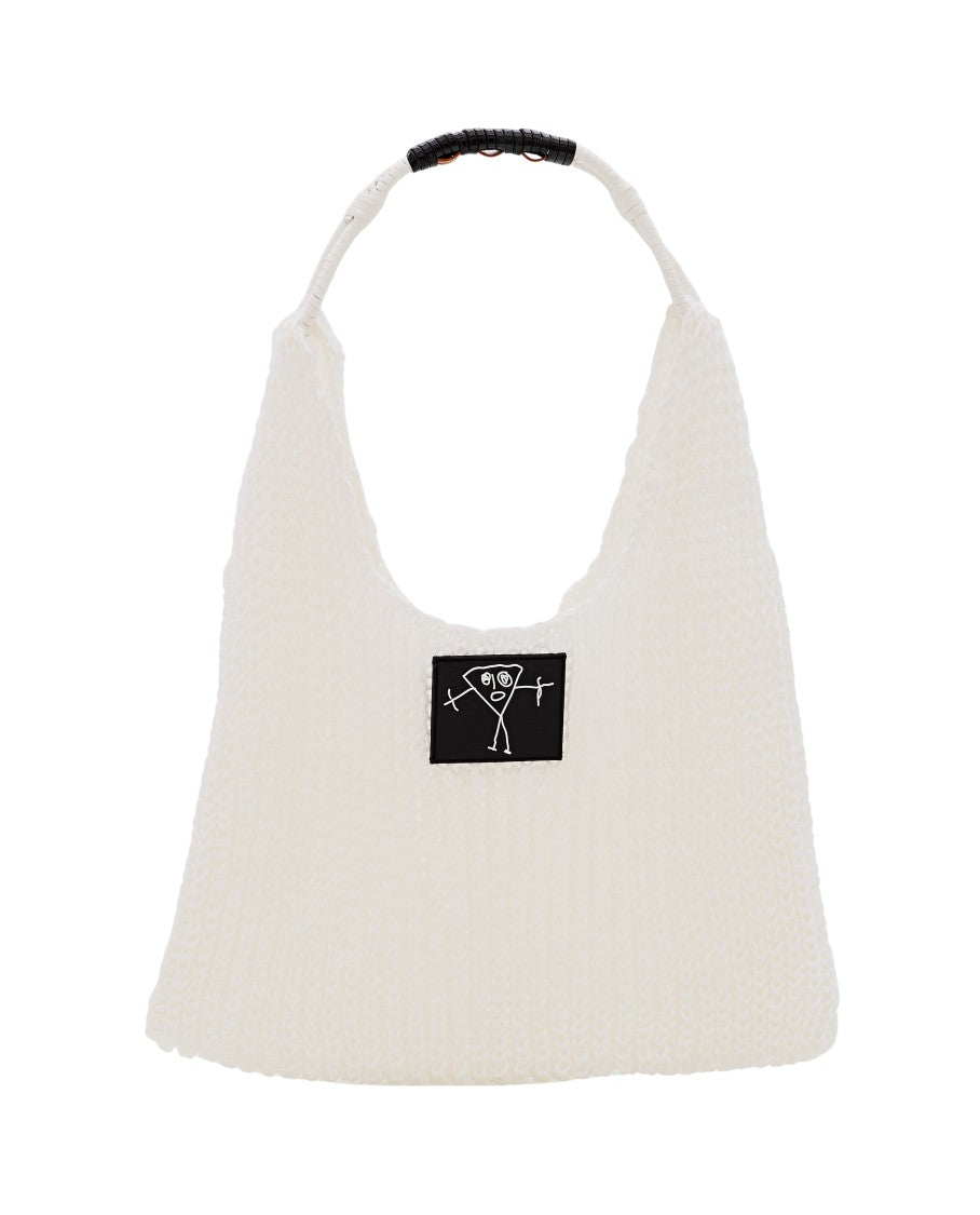 White Mesh Design Shopper Bag