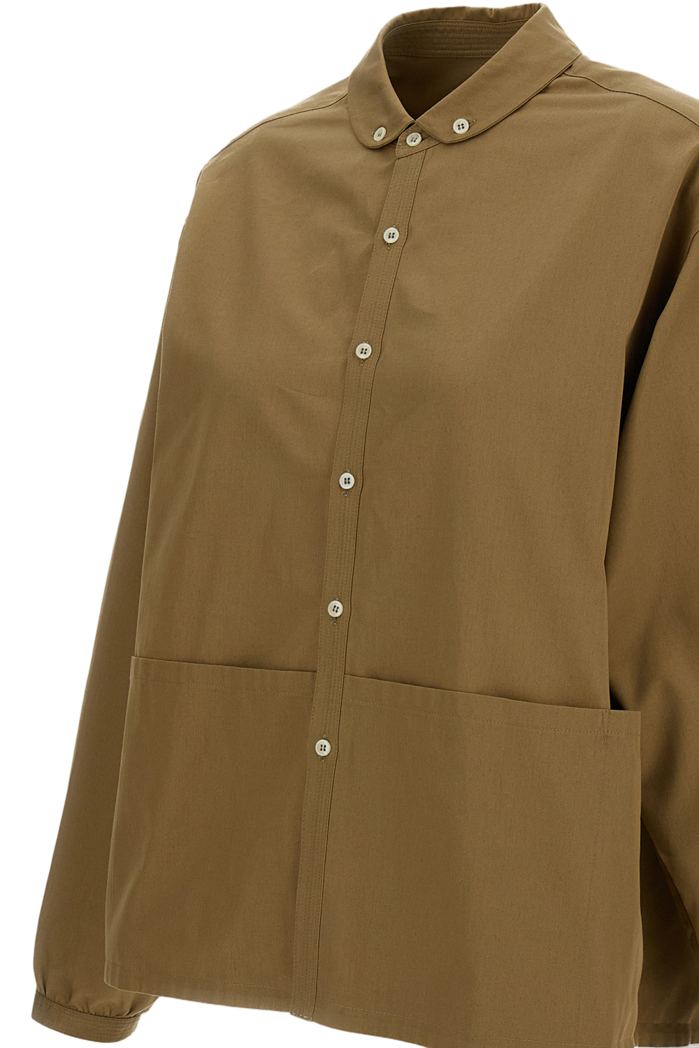 Tailored Button-Down Shirt in Soft Beige