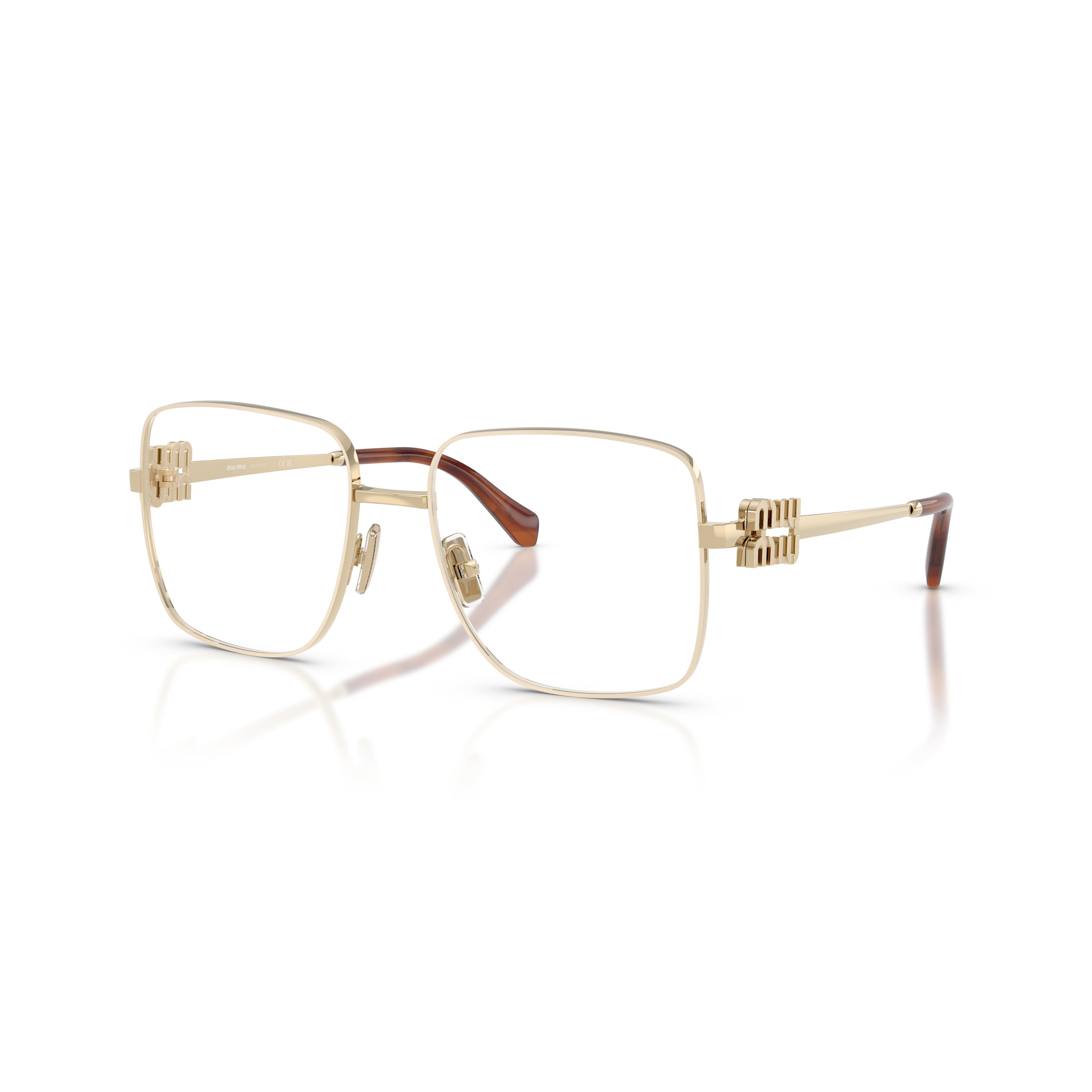 0mu 51xv Square-Shaped Gold-Finish Metal Eyeglasses