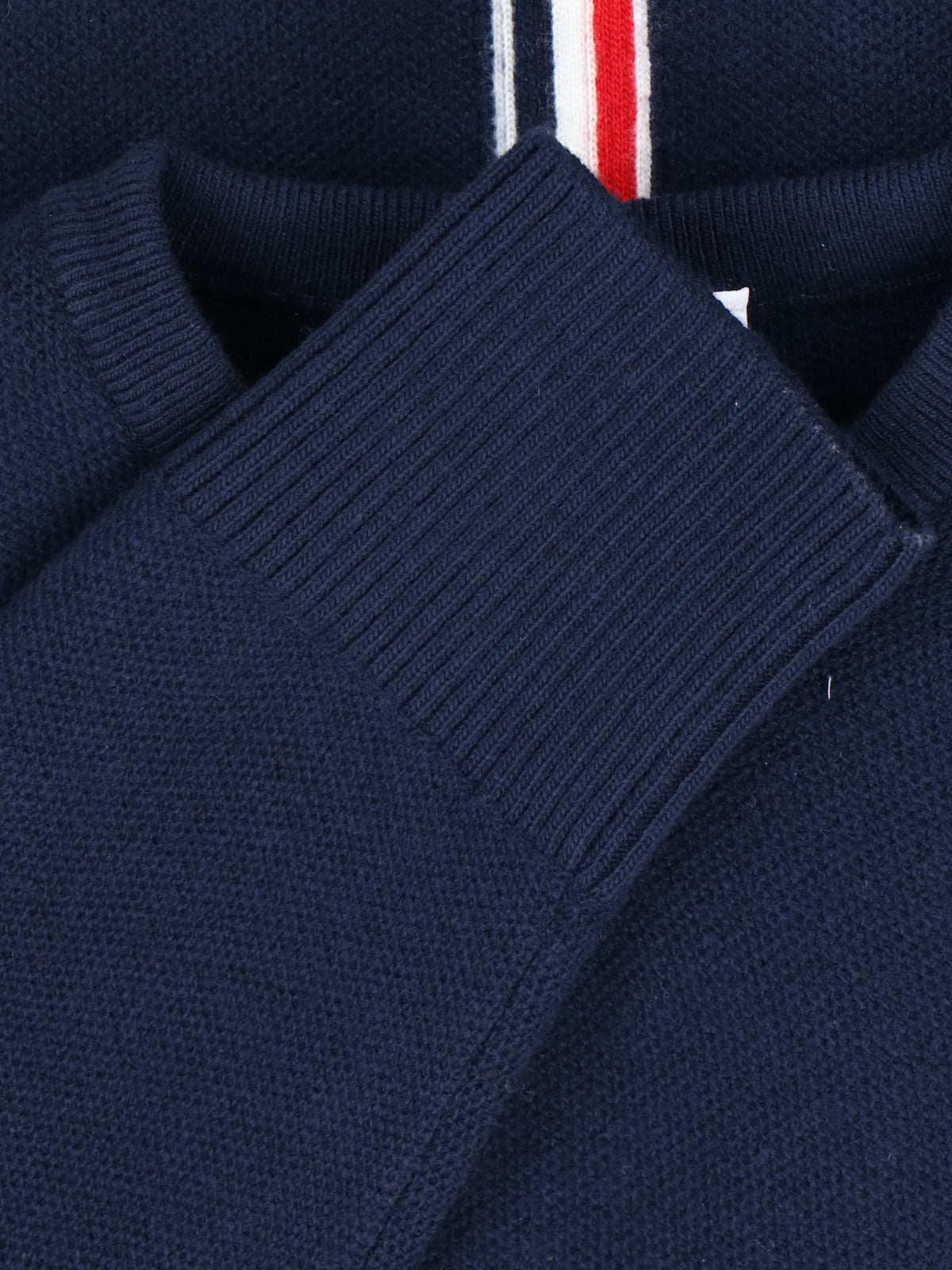 Tricolor Detail Crewneck Sweater – Blue