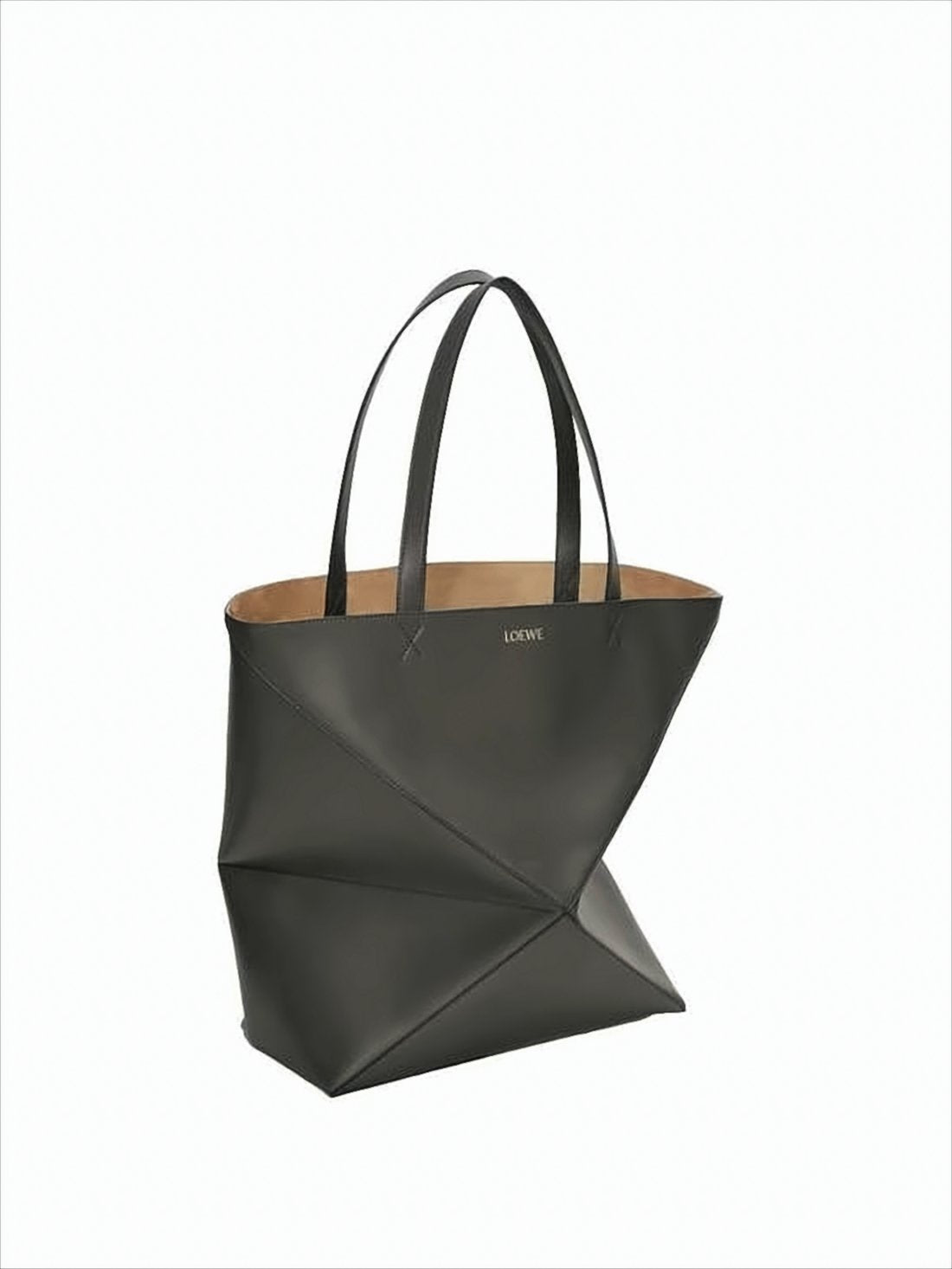 Geometric Design Calf Leather Shoulder Bag