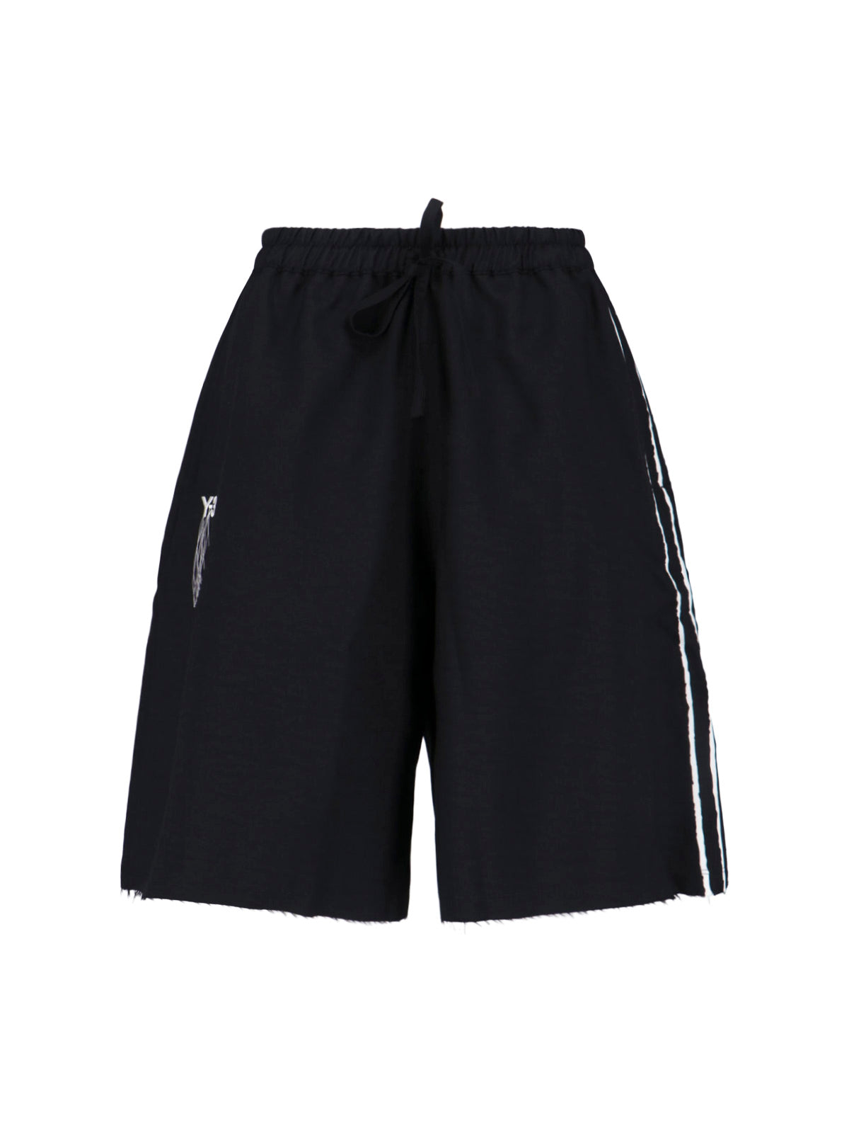 Sports Shorts In Black Recycled Fabric, Elasticated Mid-Rise