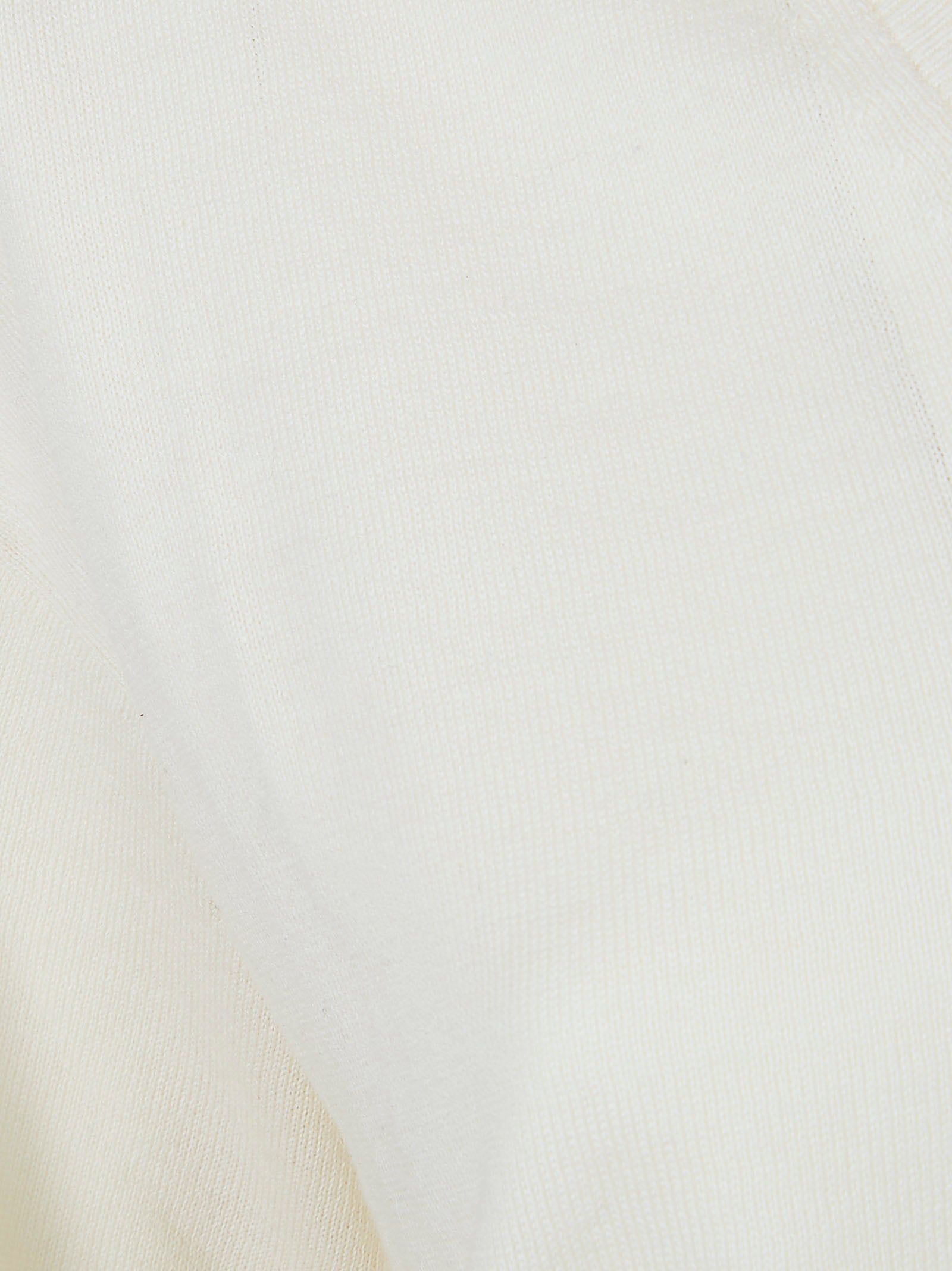 V-Neck White Wool-Cotton Blend Sweater